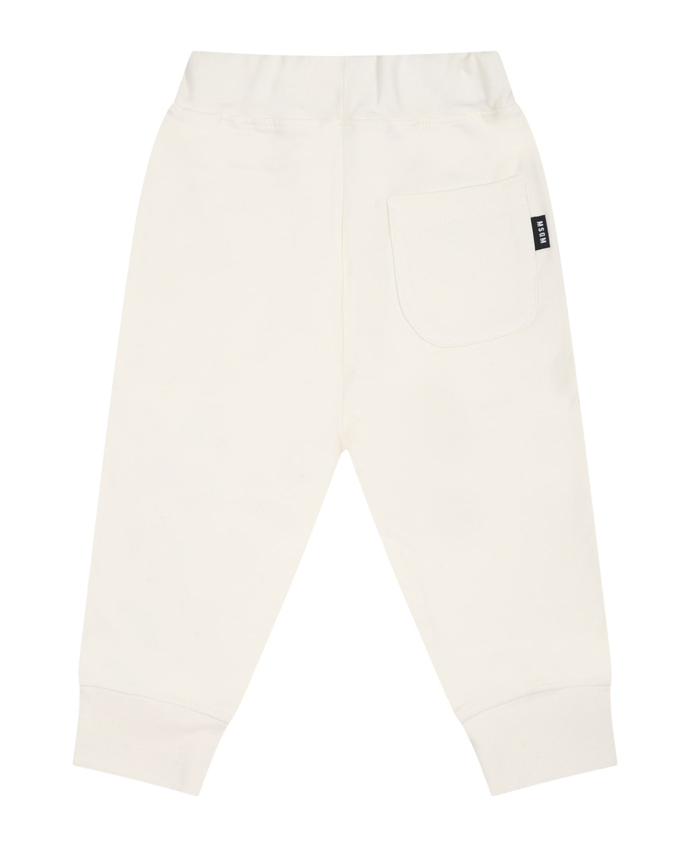 MSGM Ivory Trousers For Baby Kids With Logo - Ivory