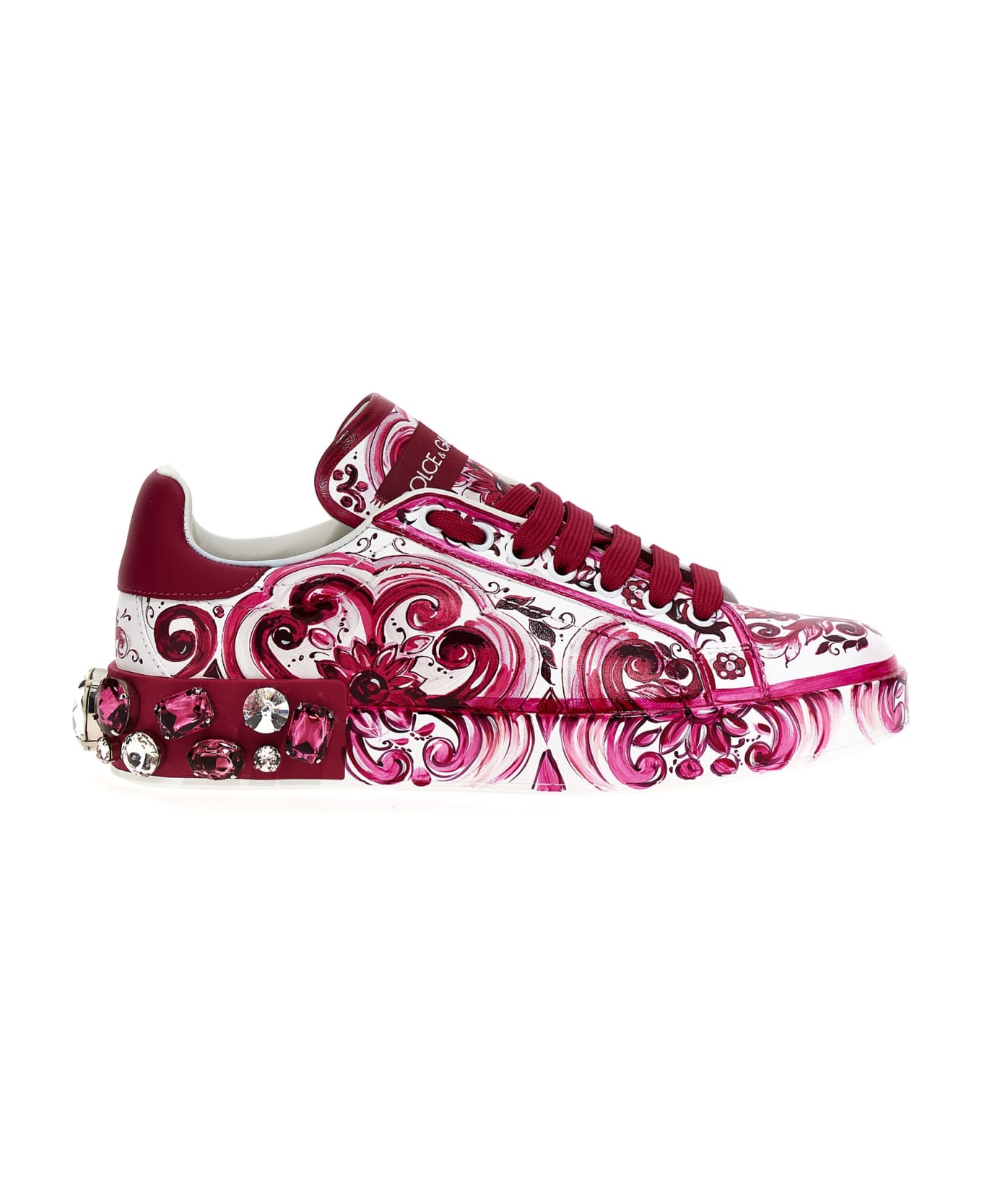 Dolce & Gabbana Portofino Leather Sneakers - Fuchsia