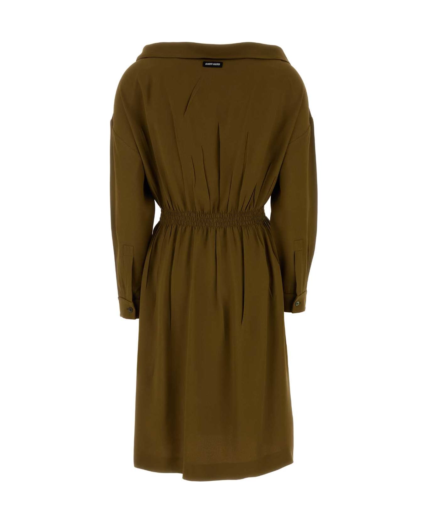 Miu Miu Olive Green Sable Dress - MIMETICO