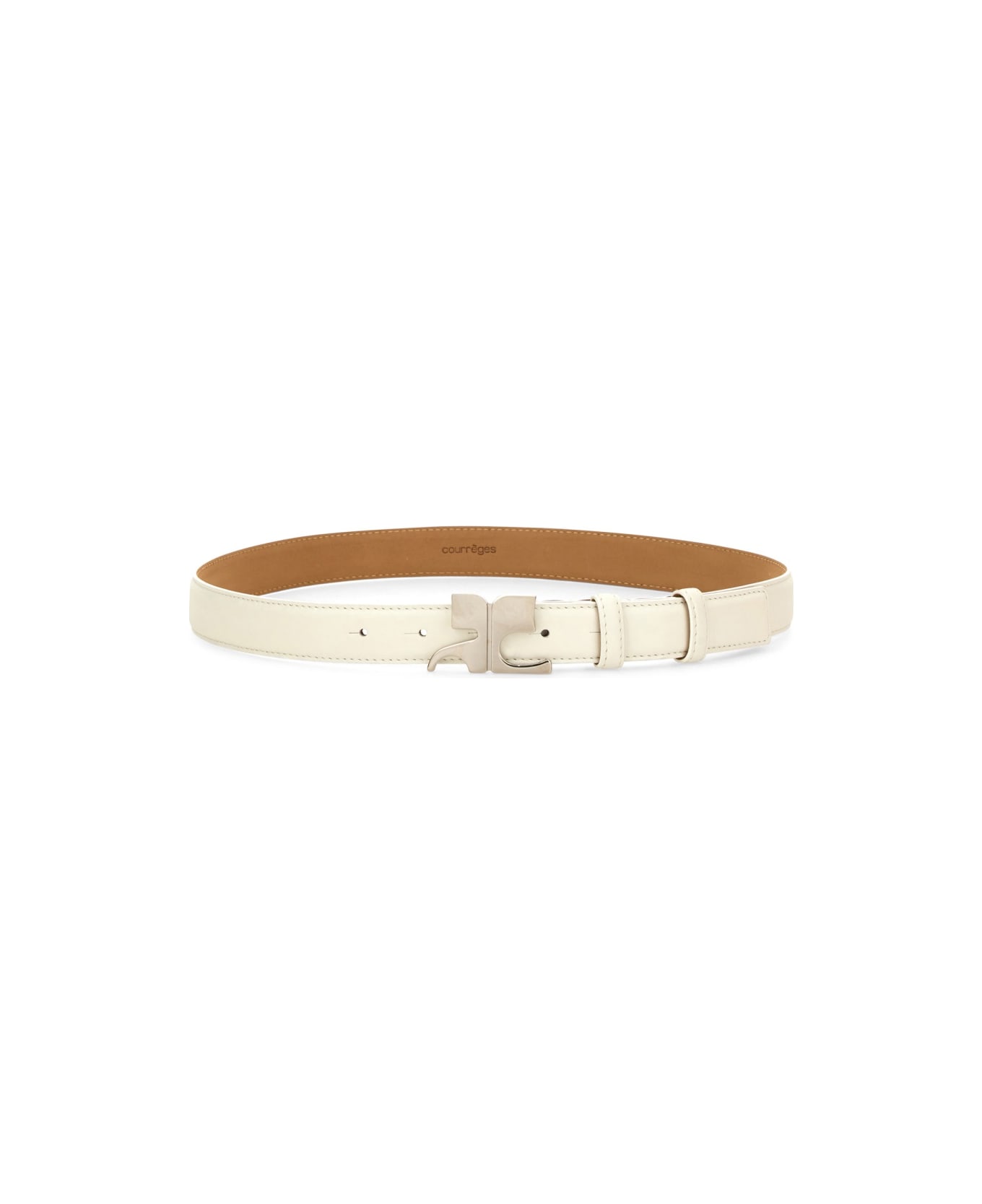 Courrèges Leather "ac" Belt - WHITE