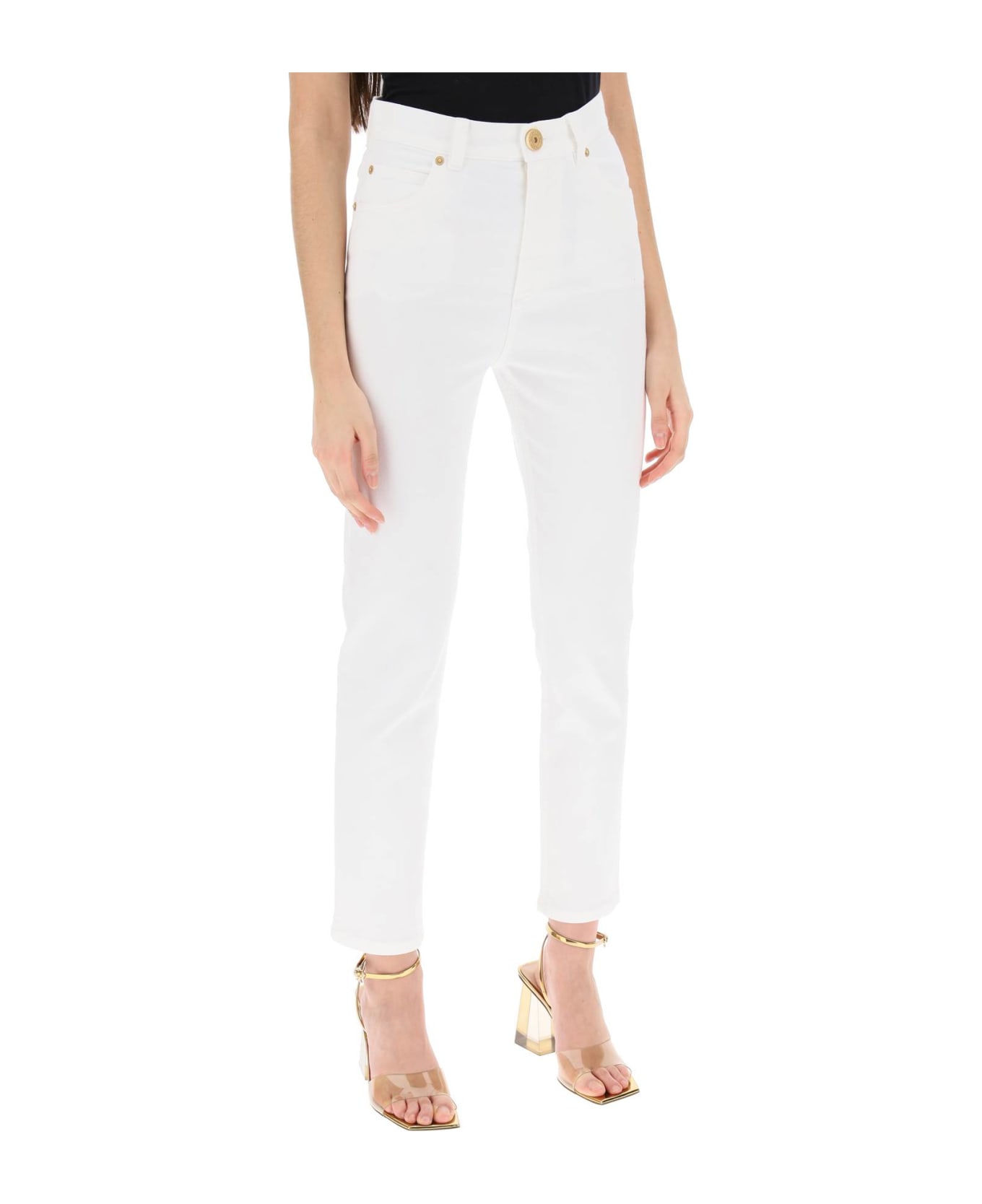 Balmain High-waisted Slim Jeans - BLANC (White) ボトムス