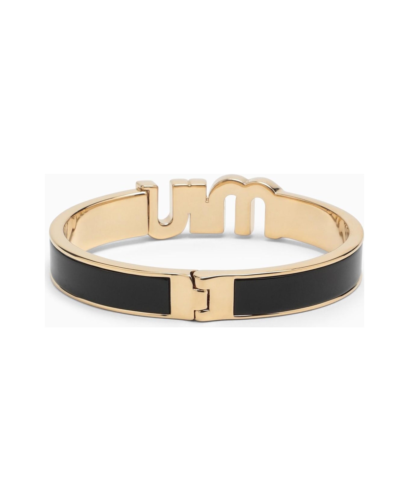 Miu Logo Miu Logo Black\/gold Rigid Bracelet - Nero