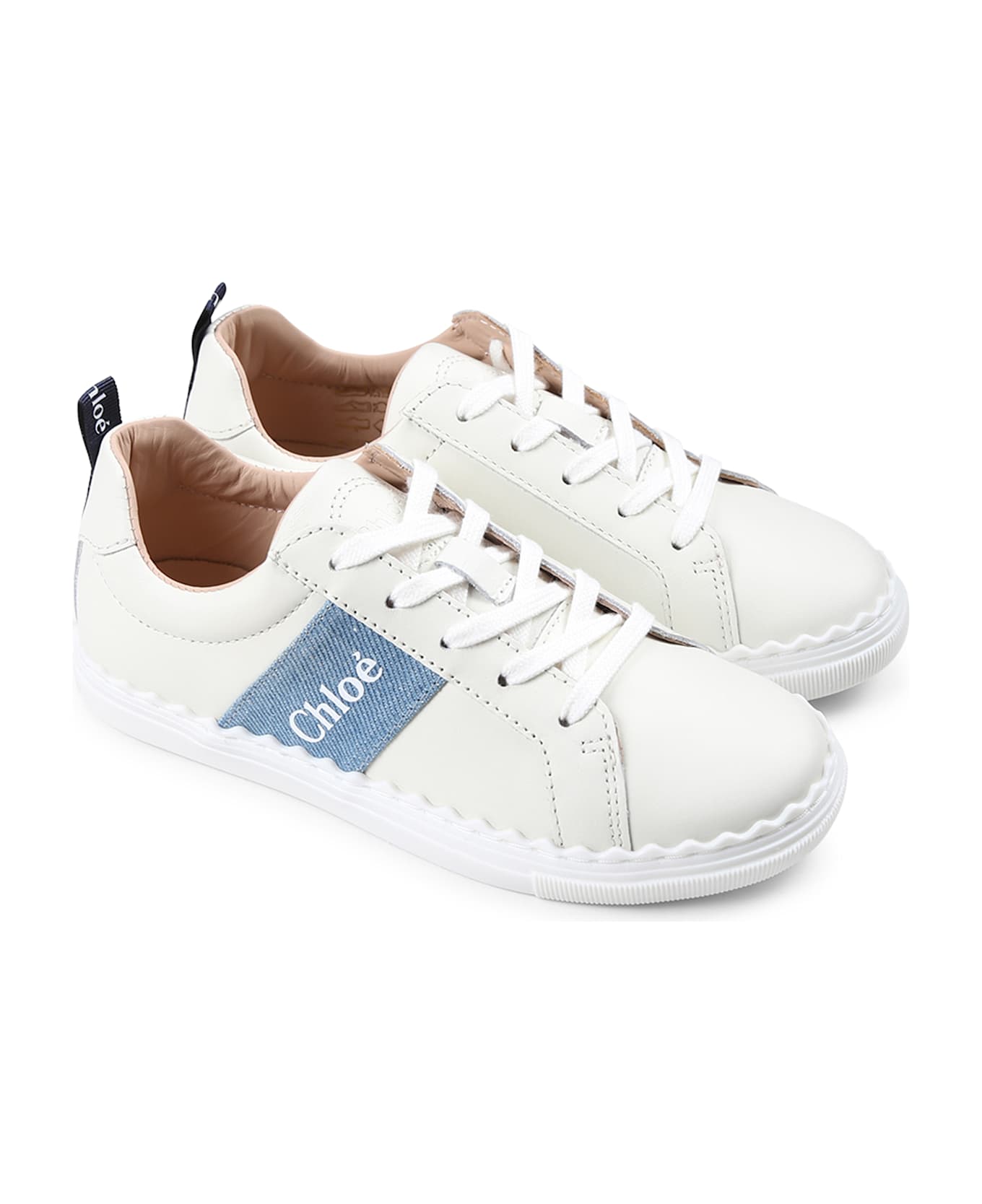 Chloé Ivory Sneakers For Girl With Logo - Ivory
