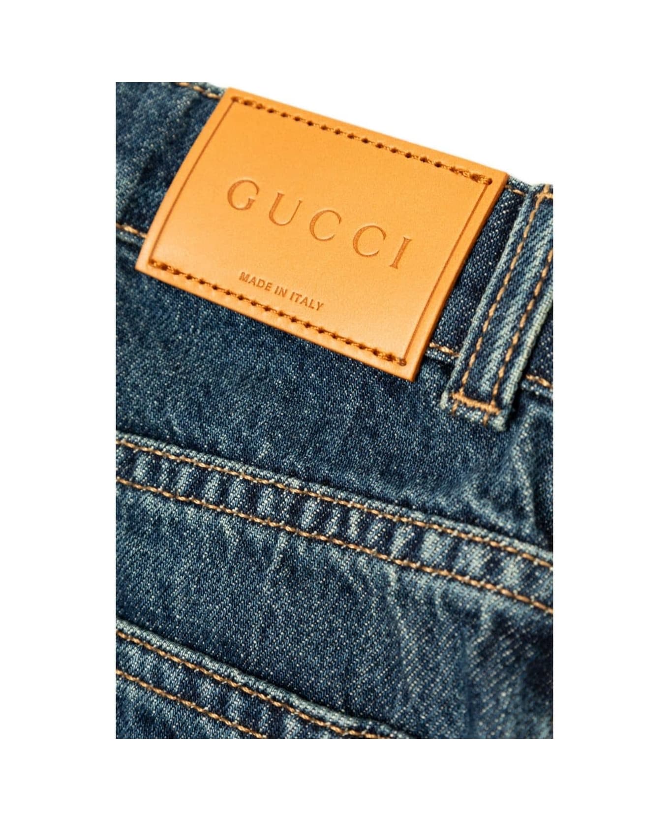 Gucci Dark Blue Denim Straight Leg Jeans - Blue