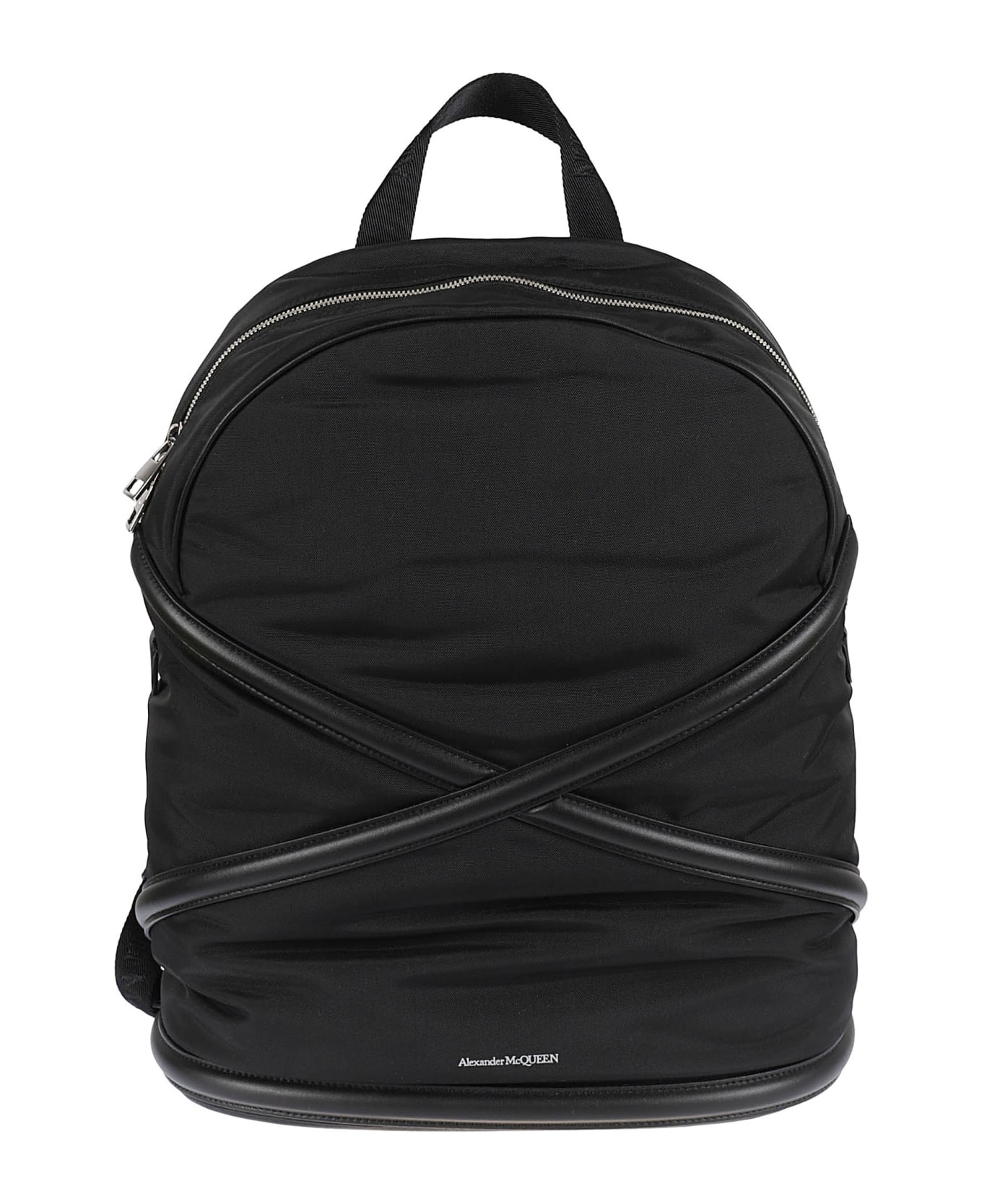 Alexander McQueen Logo Strap Top Zip Backpack - Black