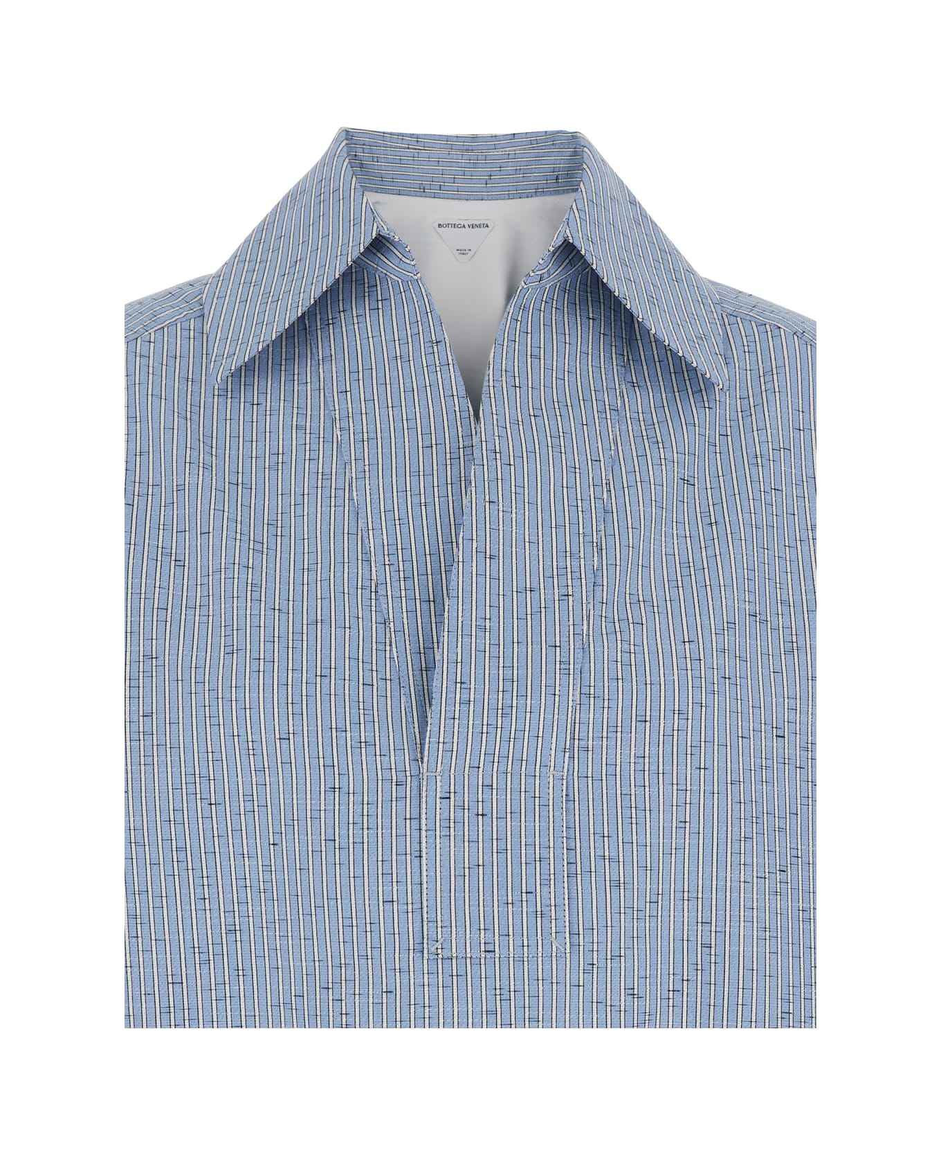 Bottega Veneta Cotton And Linen Stripe Shirt - Blu