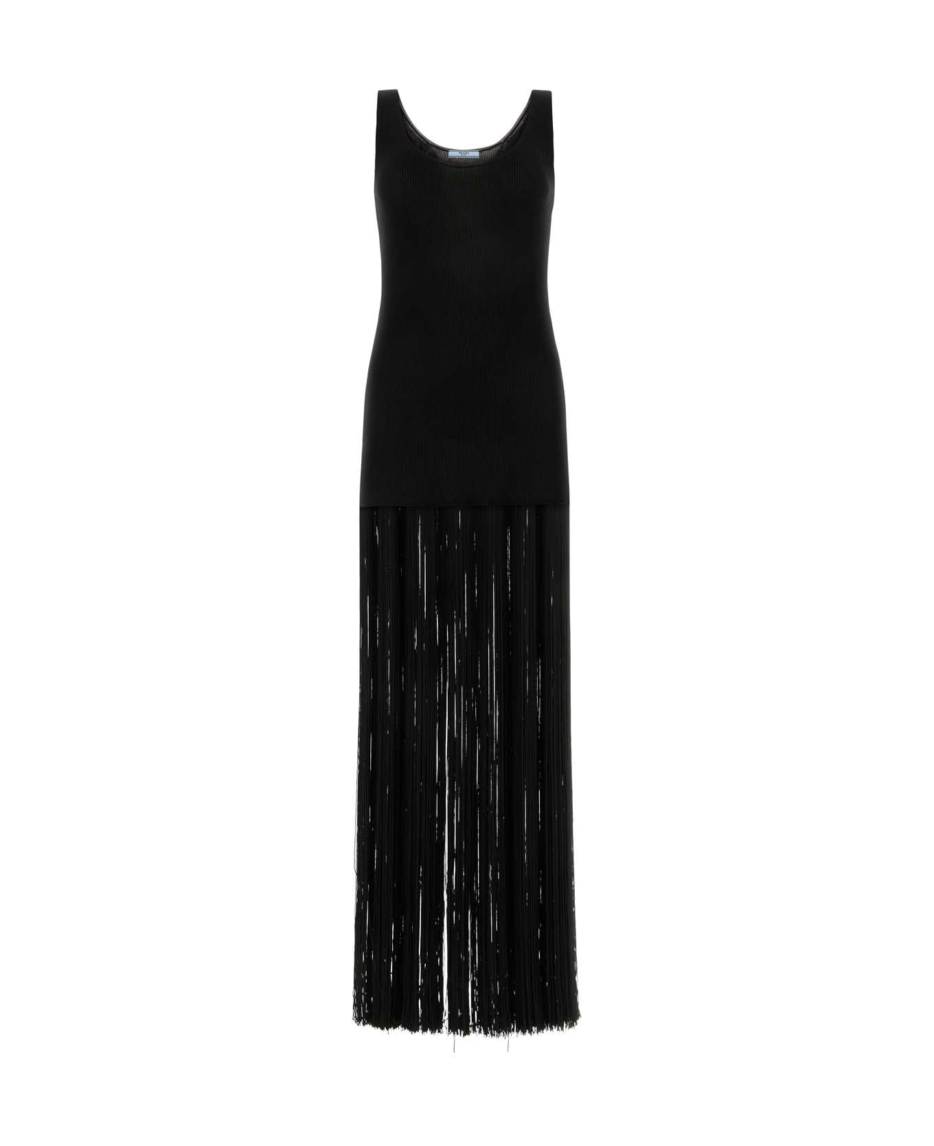 Prada Black Silk Long Dress - NERO
