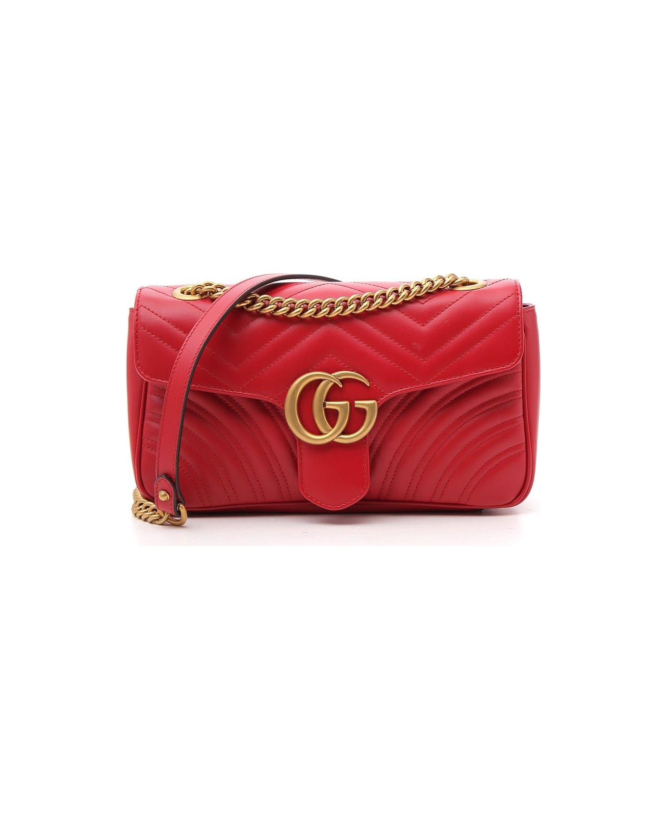 Gucci Gg Marmont Small Matelassé Shoulder Bag - Red