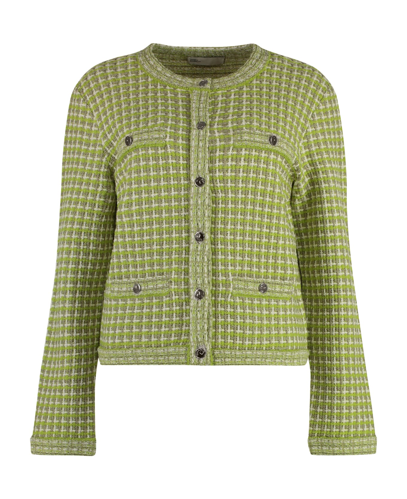 Tory Burch Kendra Jacquard Knit Cardigan - green