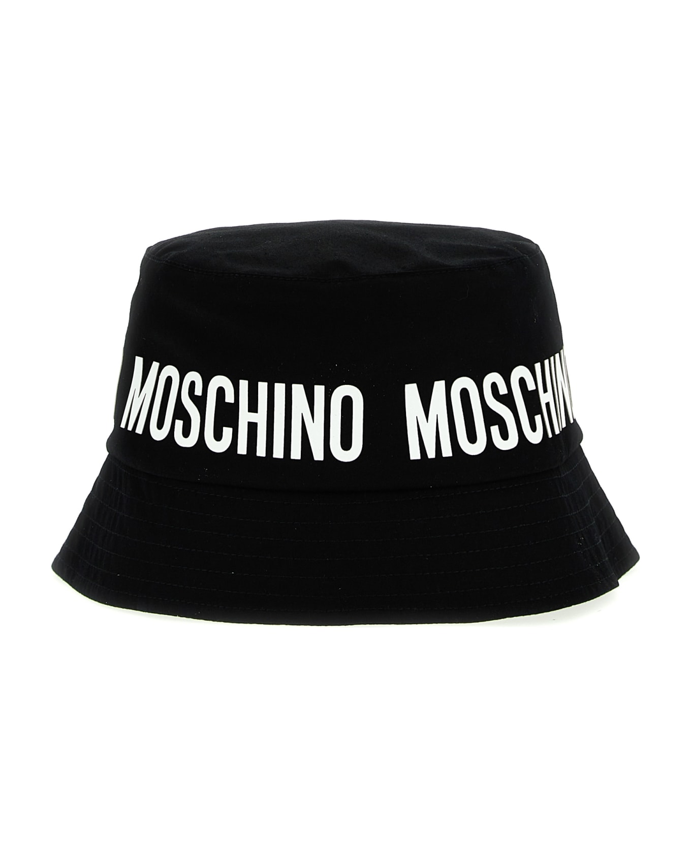 Moschino Logo Print Bucket Hat - White/Black