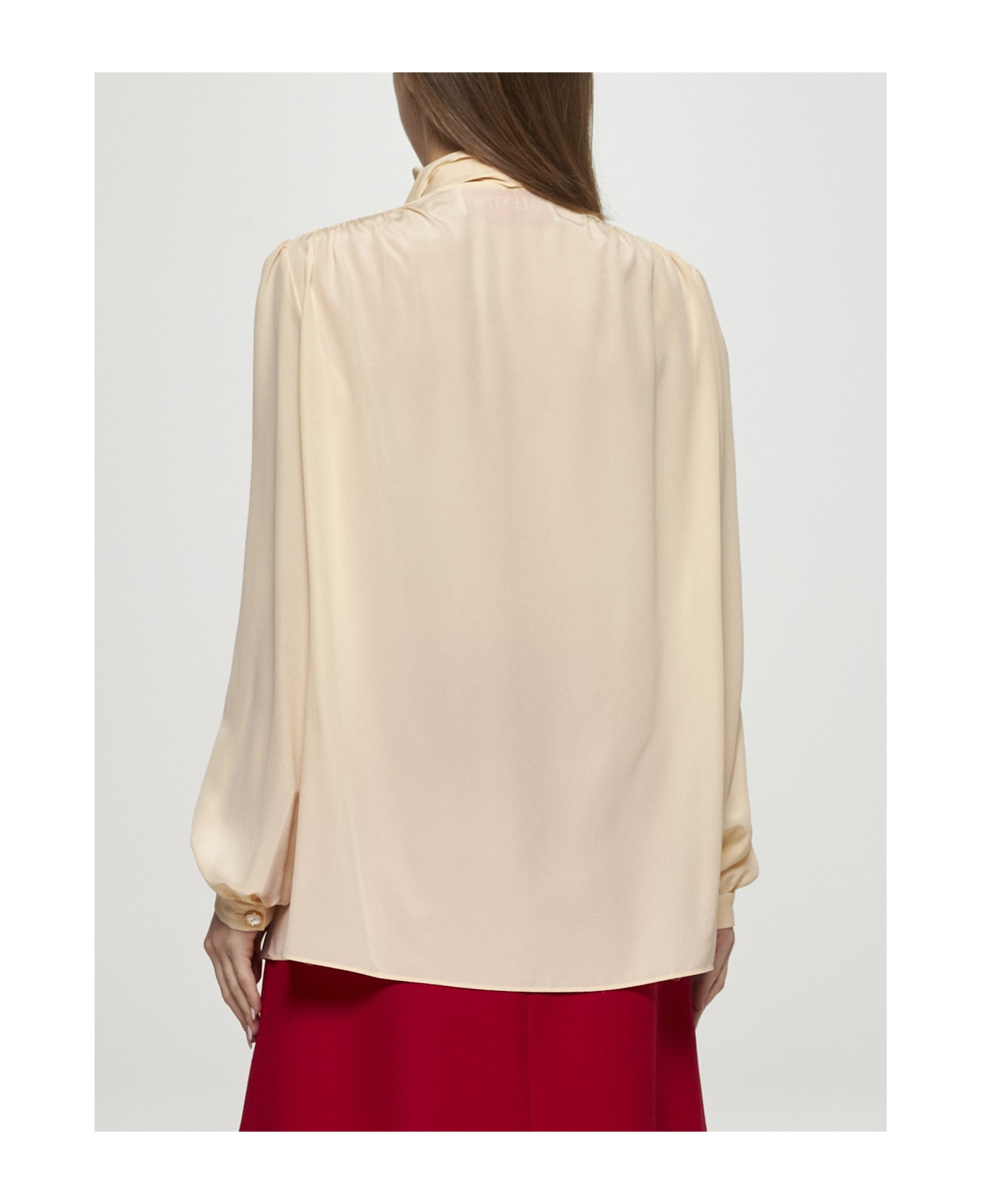 Valentino Garavani Ivory Crepe De Chine Shirt - Pink