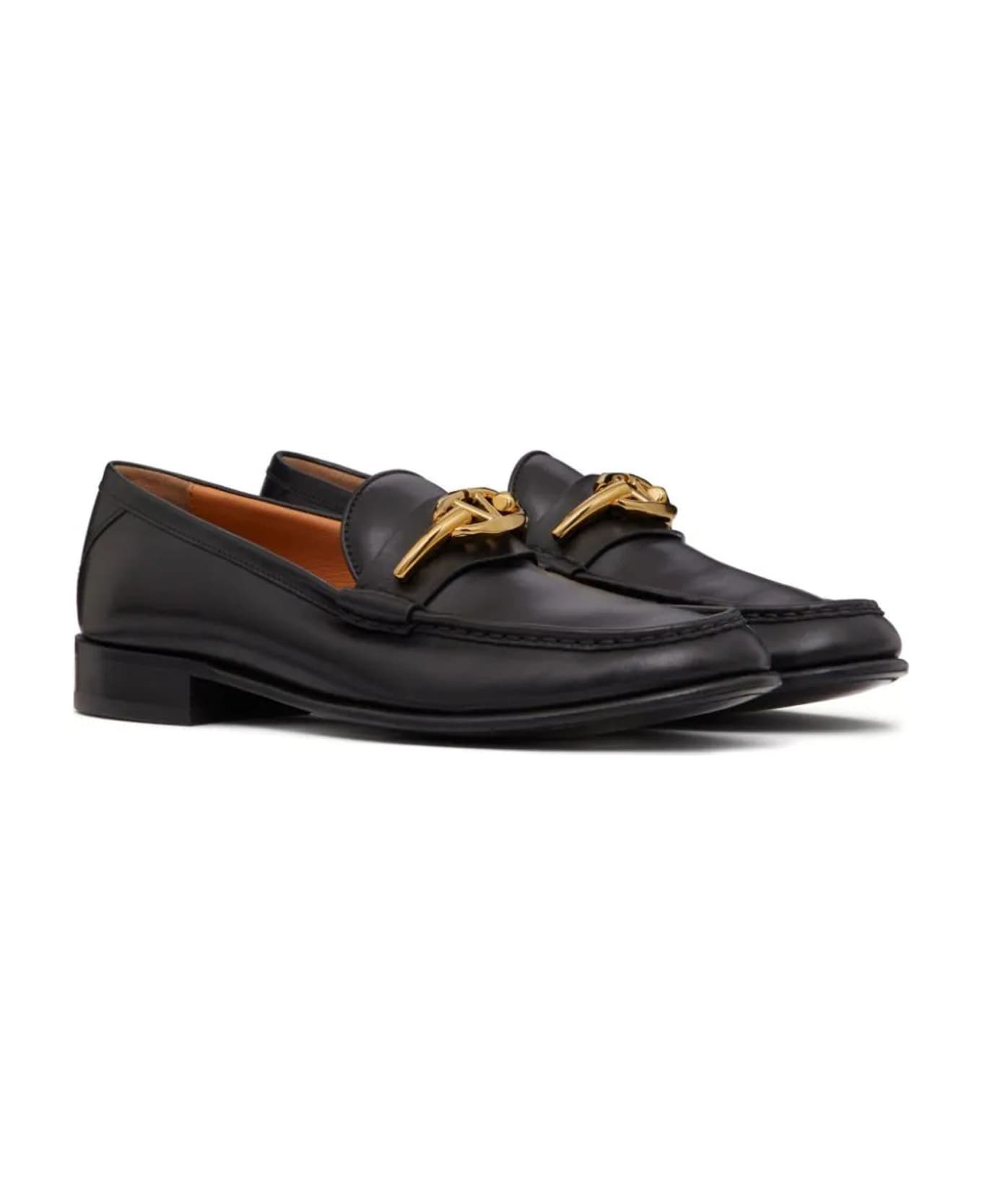 Valentino Garavani Garavani V-logo Moon Leather Loafers - Black フラットシューズ
