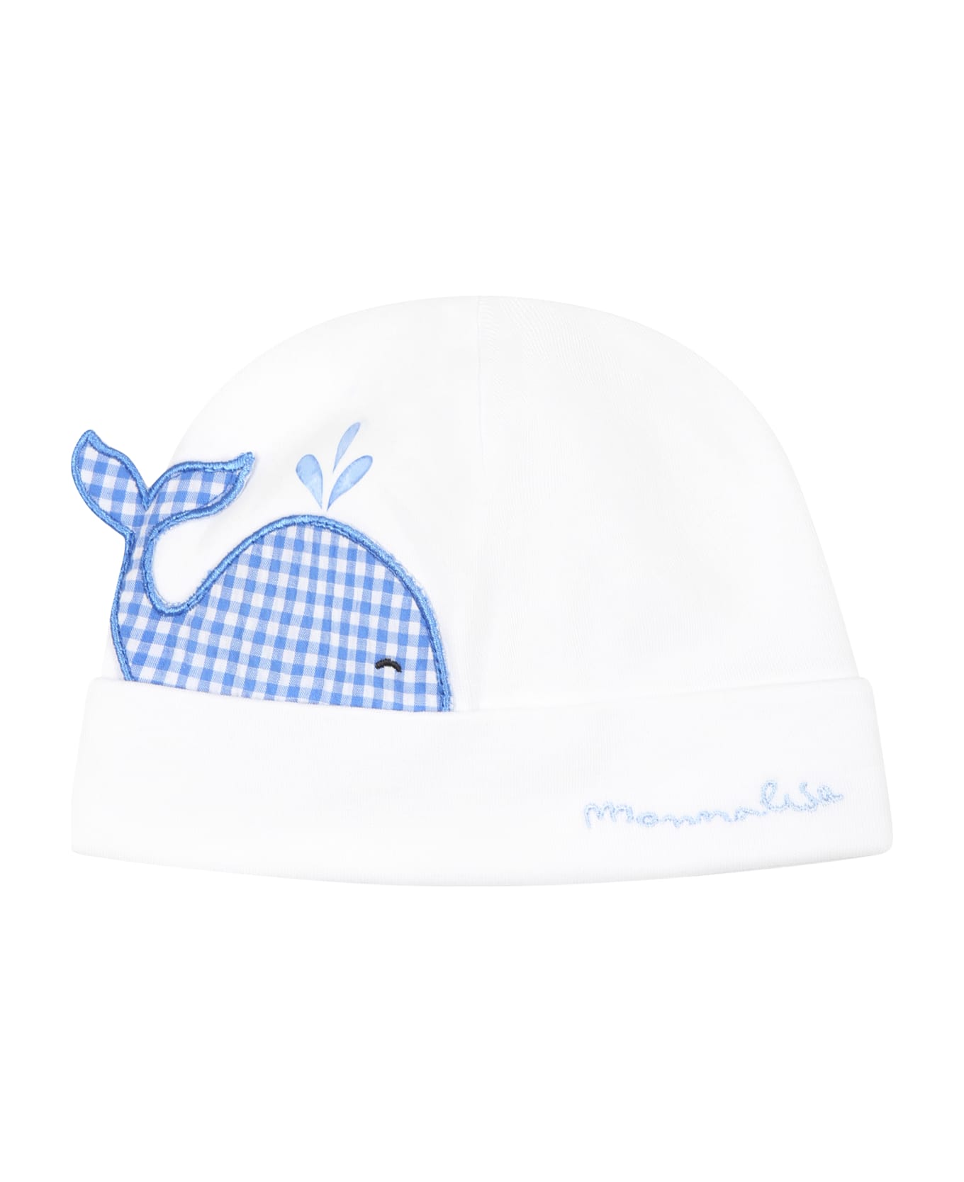 Monnalisa White Hat For Baby Boy With Logo - White アクセサリー＆ギフト
