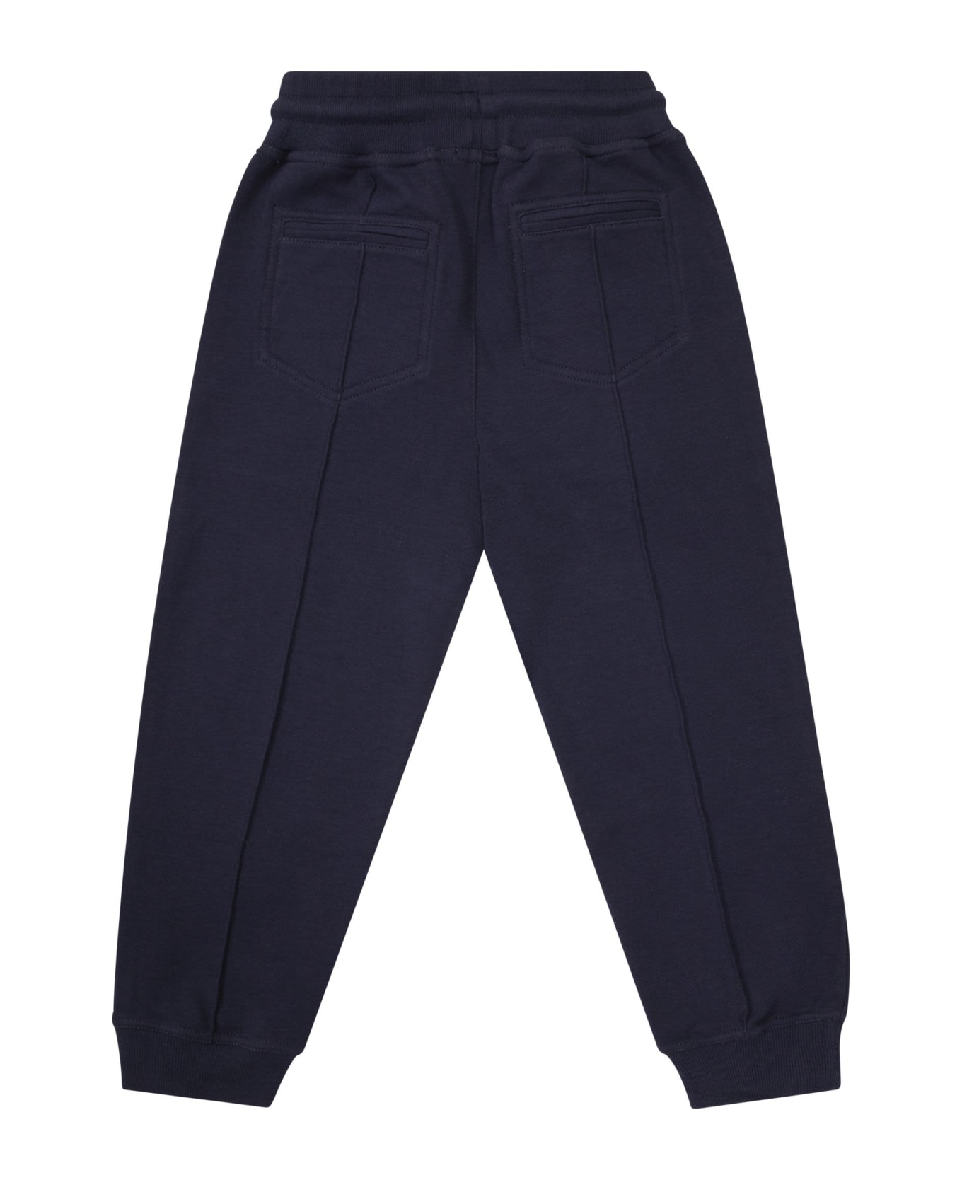 Brunello Cucinelli Techno Cotton Fleece Trousers With Crête And Elasticated Bottom With Zip - Blue