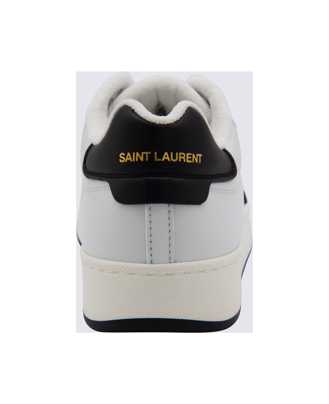 Saint Laurent White And Black Leather Sneakers - White