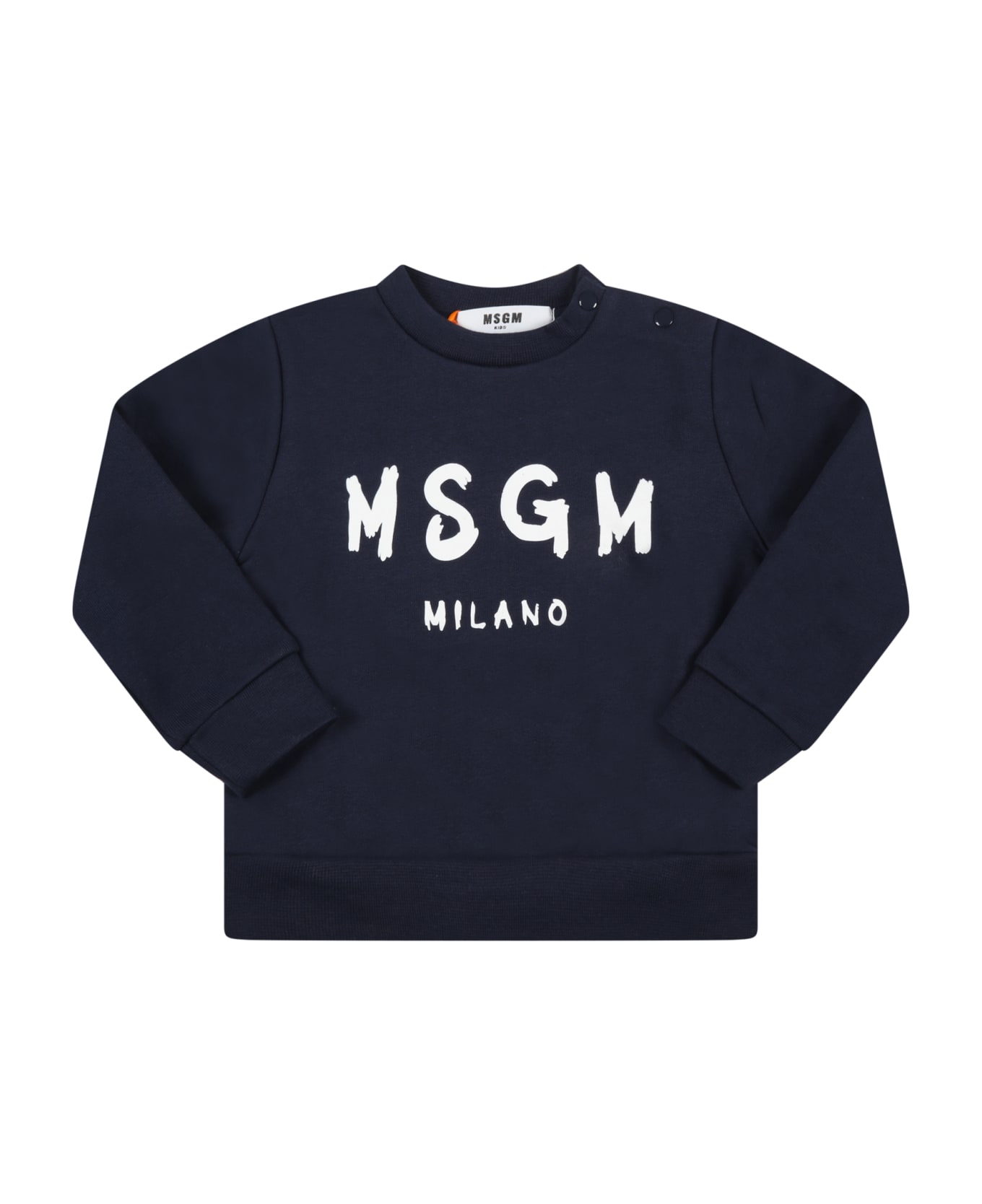MSGM Blue Sweatshirt For Baby Boy With White Logo - Blue