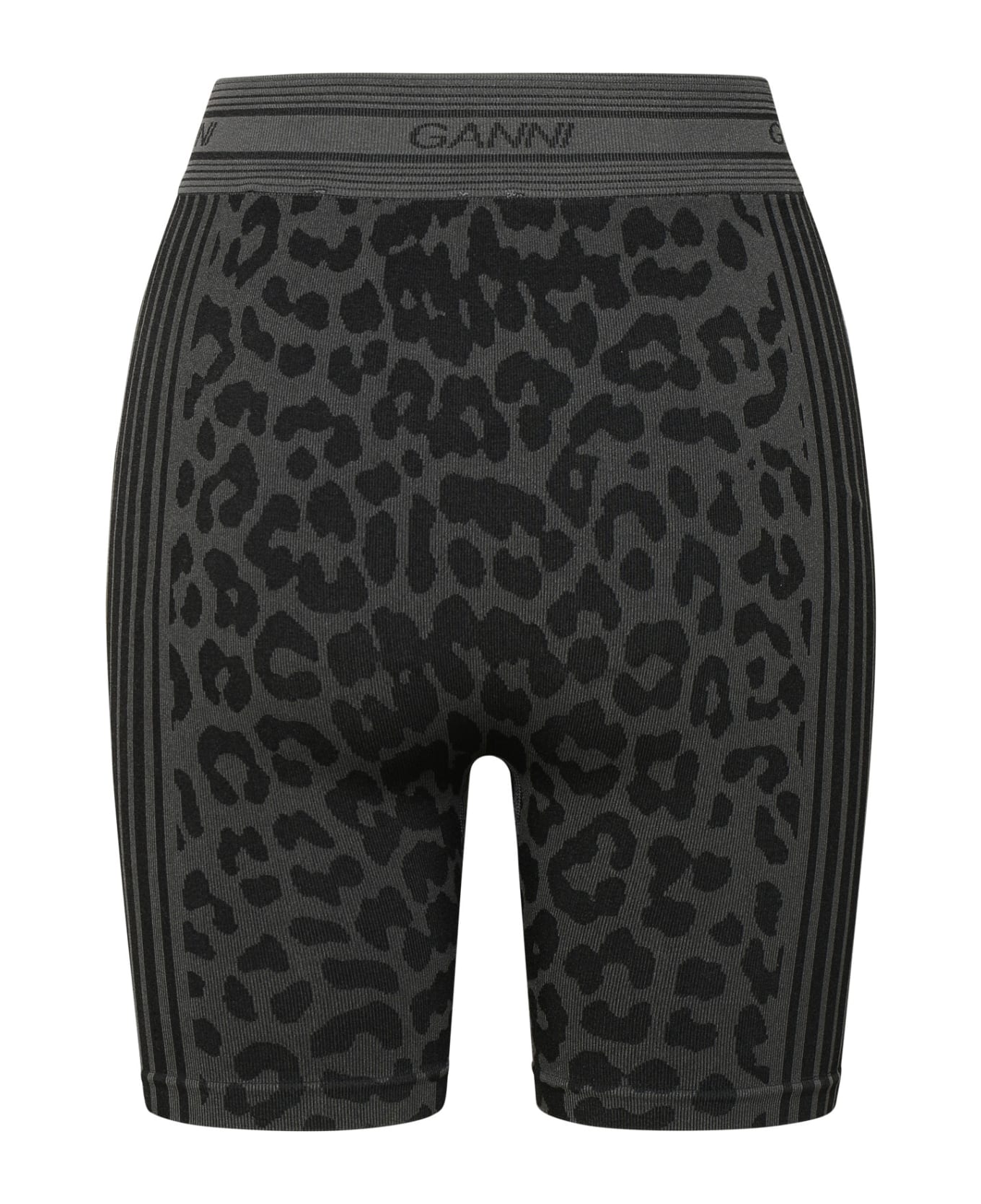 Ganni Black Recycled Nylon Blend Shorts - Black ショートパンツ