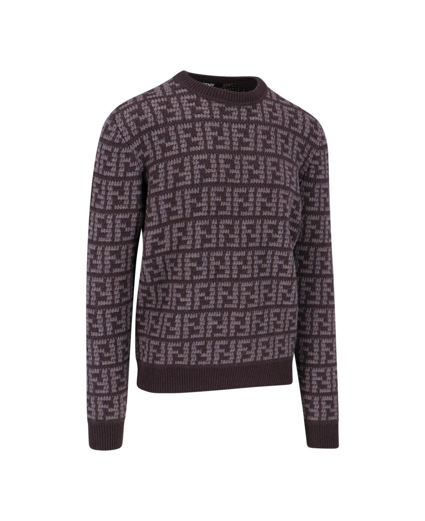 Fendi Embroidered Cashmere Sweater - Cordovan Pecan ニットウェア