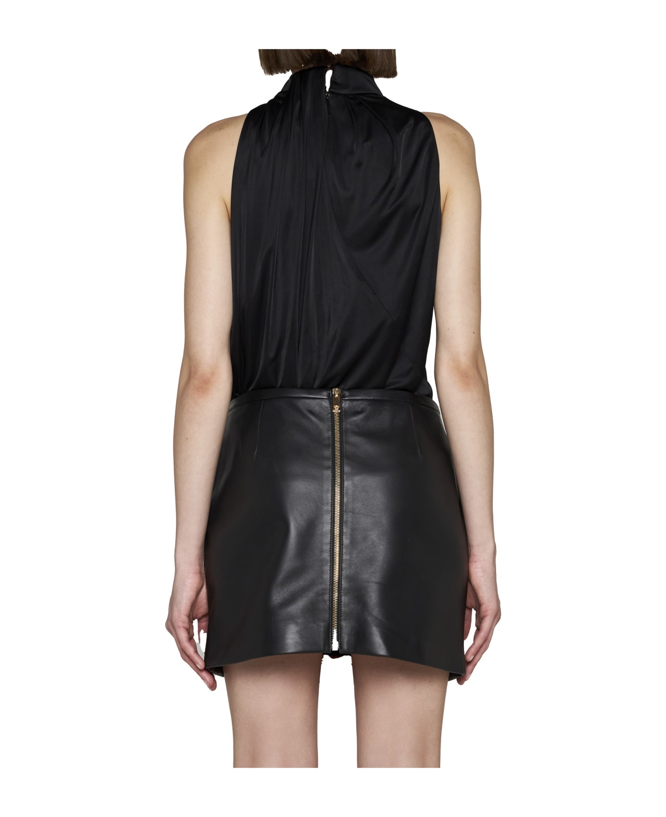 Versace Leather Mini Skirt - Black スカート