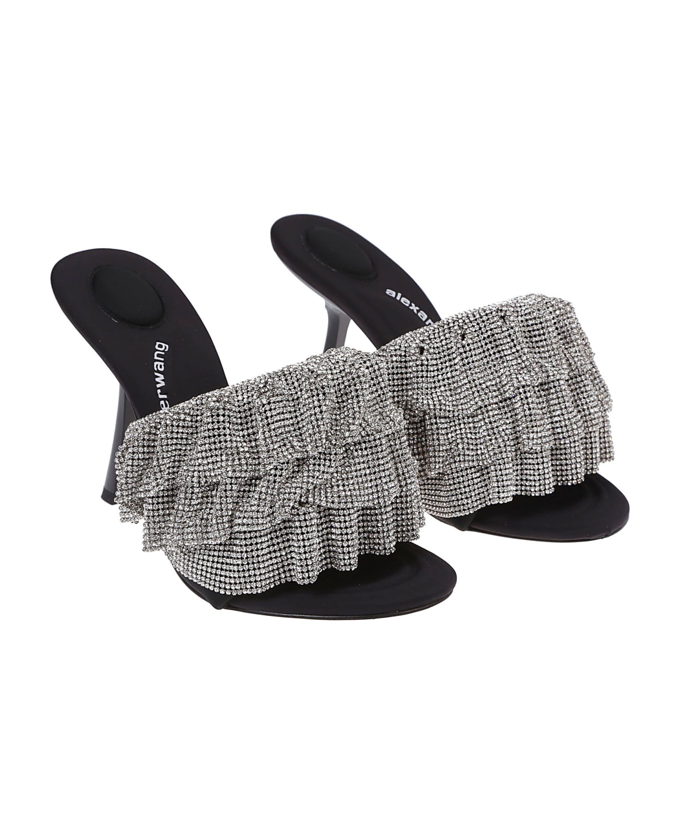 Alexander Wang Nala 105 Crystal Ruffle Sandals - Black