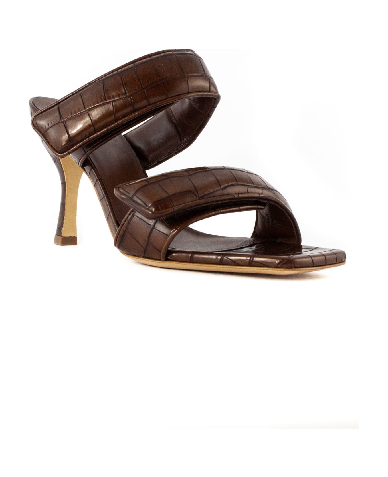 GIA BORGHINI Brown Perni 03 Sandal In Eco Croc - Brown