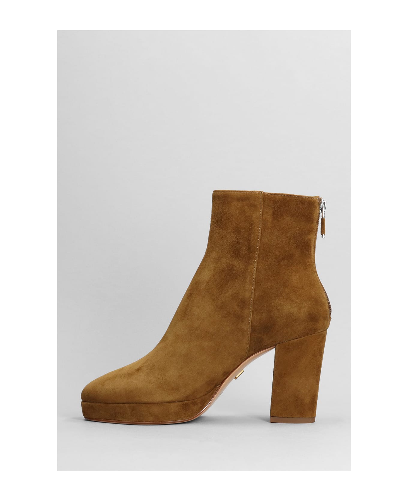 Lola Cruz High Heels Ankle Boots In Leather Color Suede - leather color