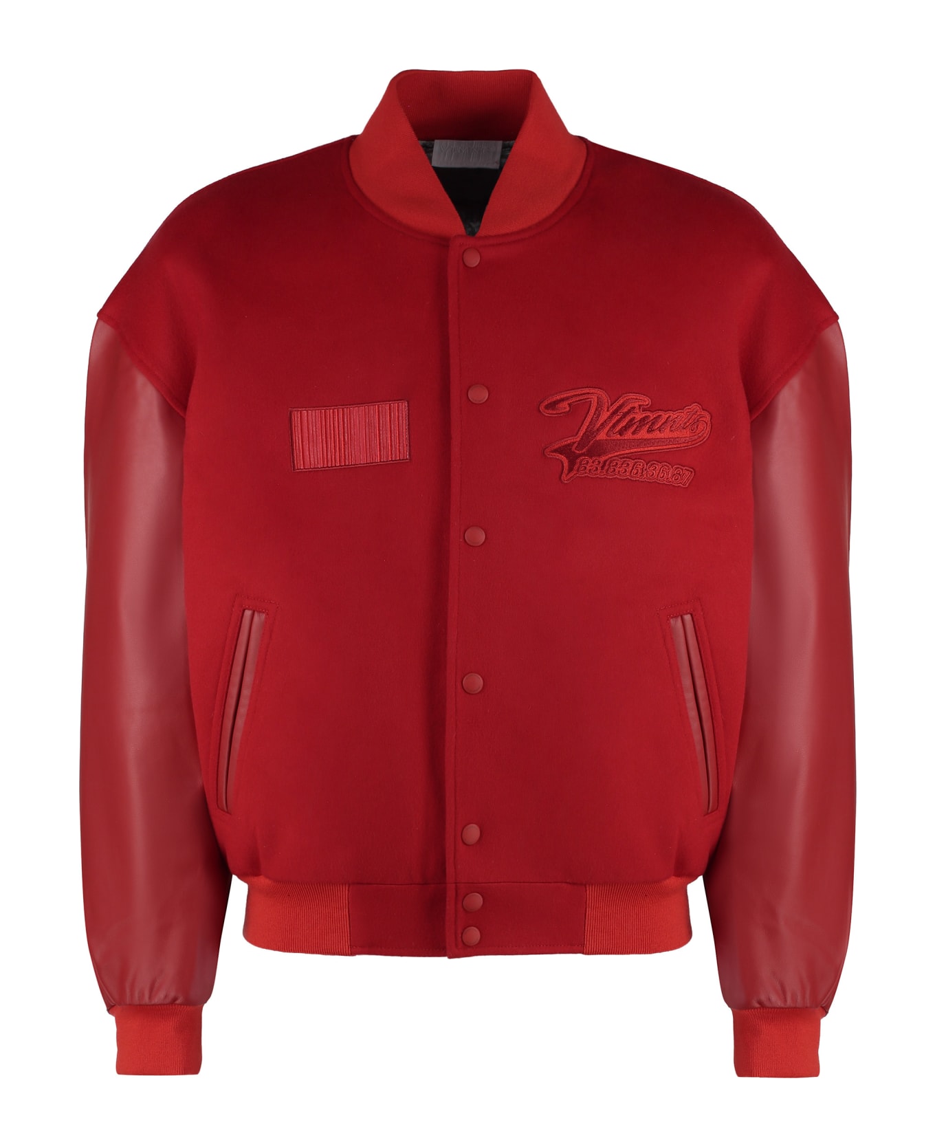VETEMENTS Leather Sleeves Bomber Jacket - red