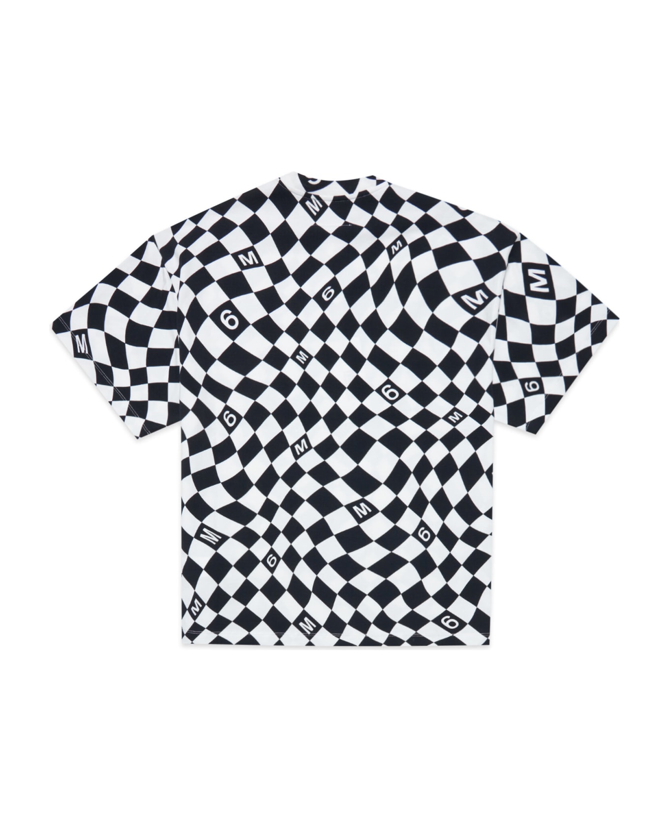 MM6 Maison Margiela Mm6mcu1u Sw Cover-ups Maison Margiela Maxi T-shirt Cover-up With Black And White Chequered Pattern - White/black