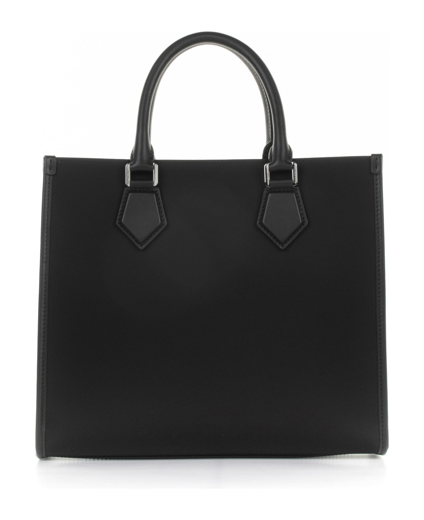 Dolce & Gabbana Large Shopping Bag With Rubberized Logo - NERO