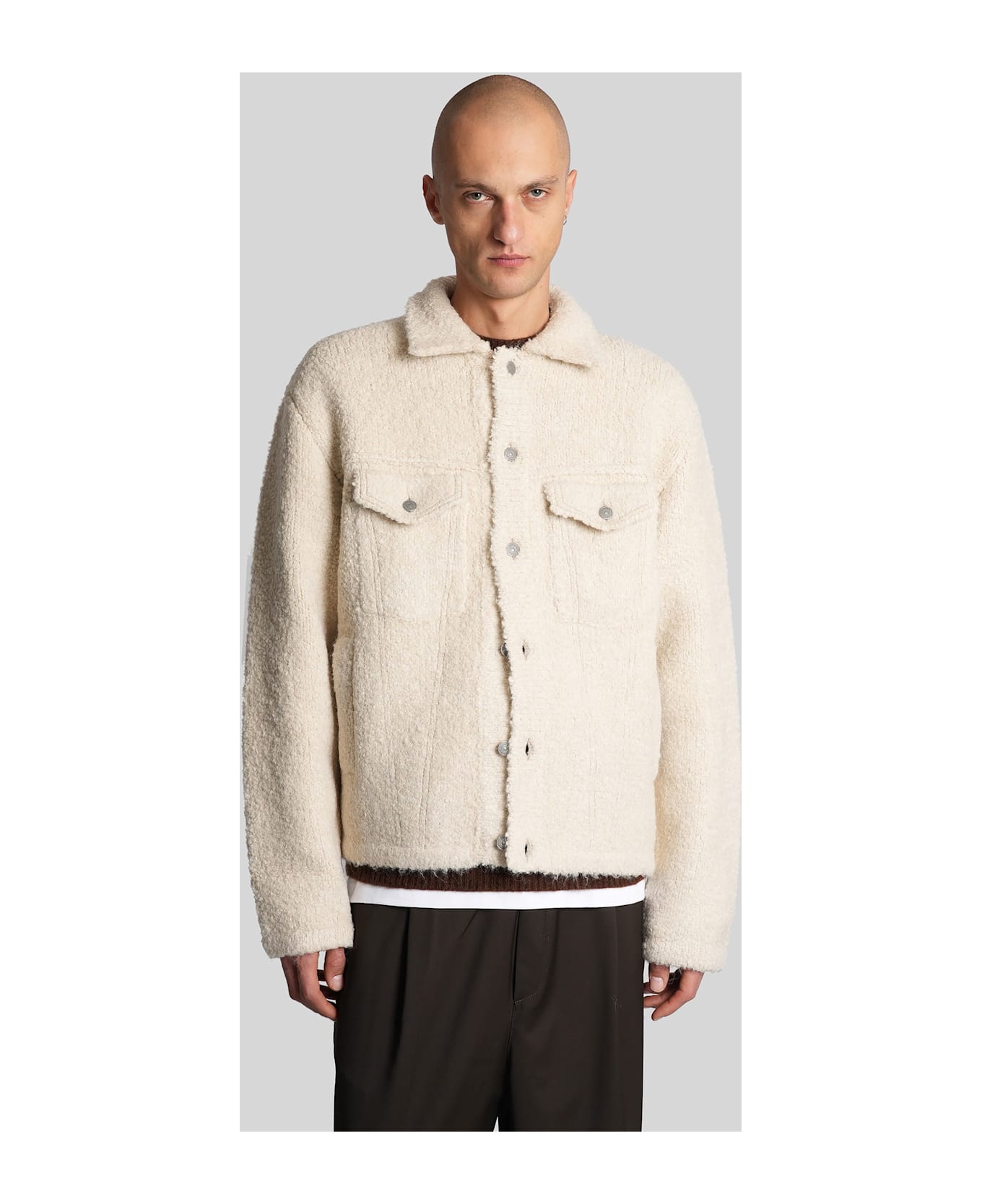 Laneus Casual Jacket In Beige Acrylic - beige