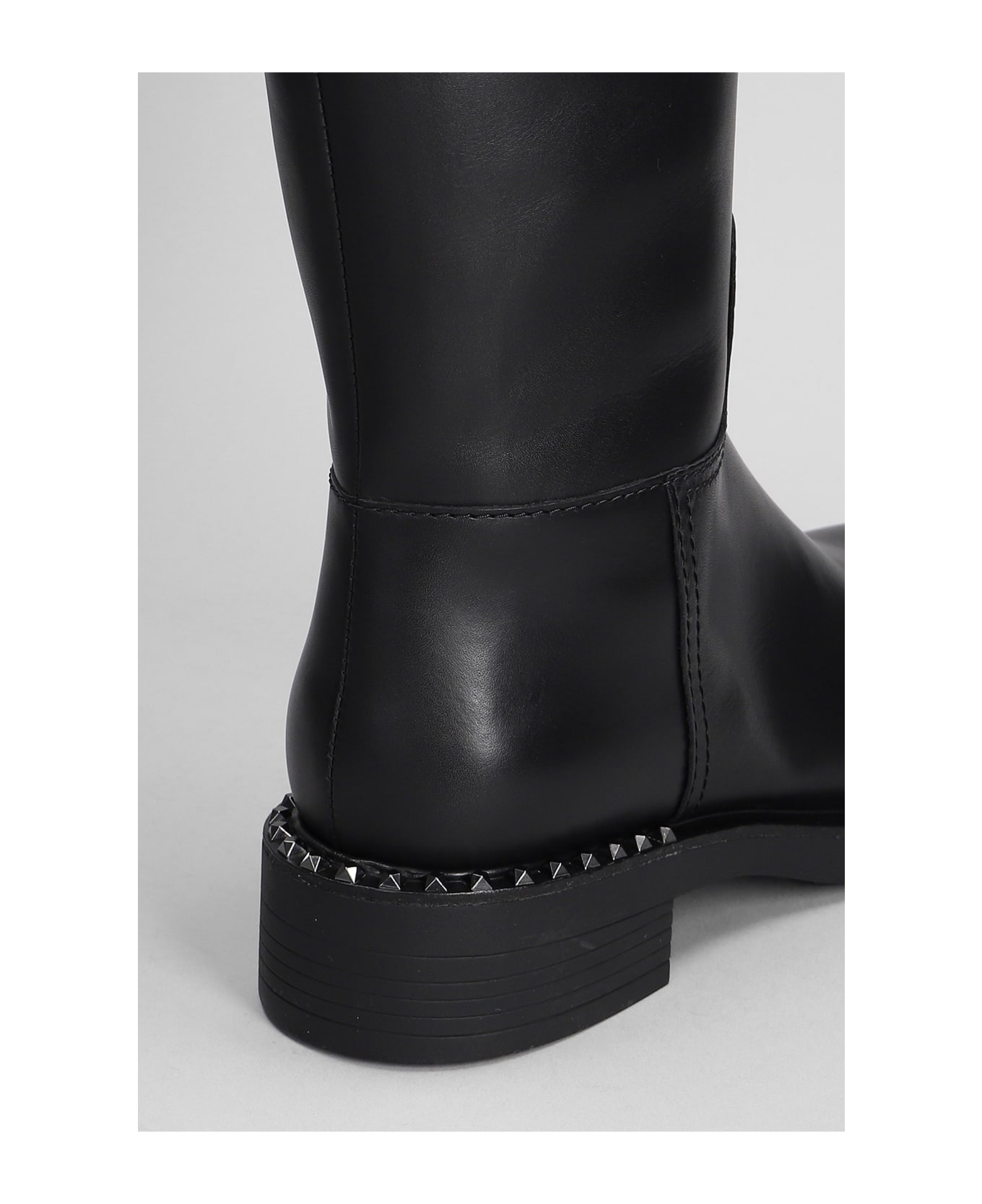 Ash Faith Low Heels Boots In Black Leather - Black