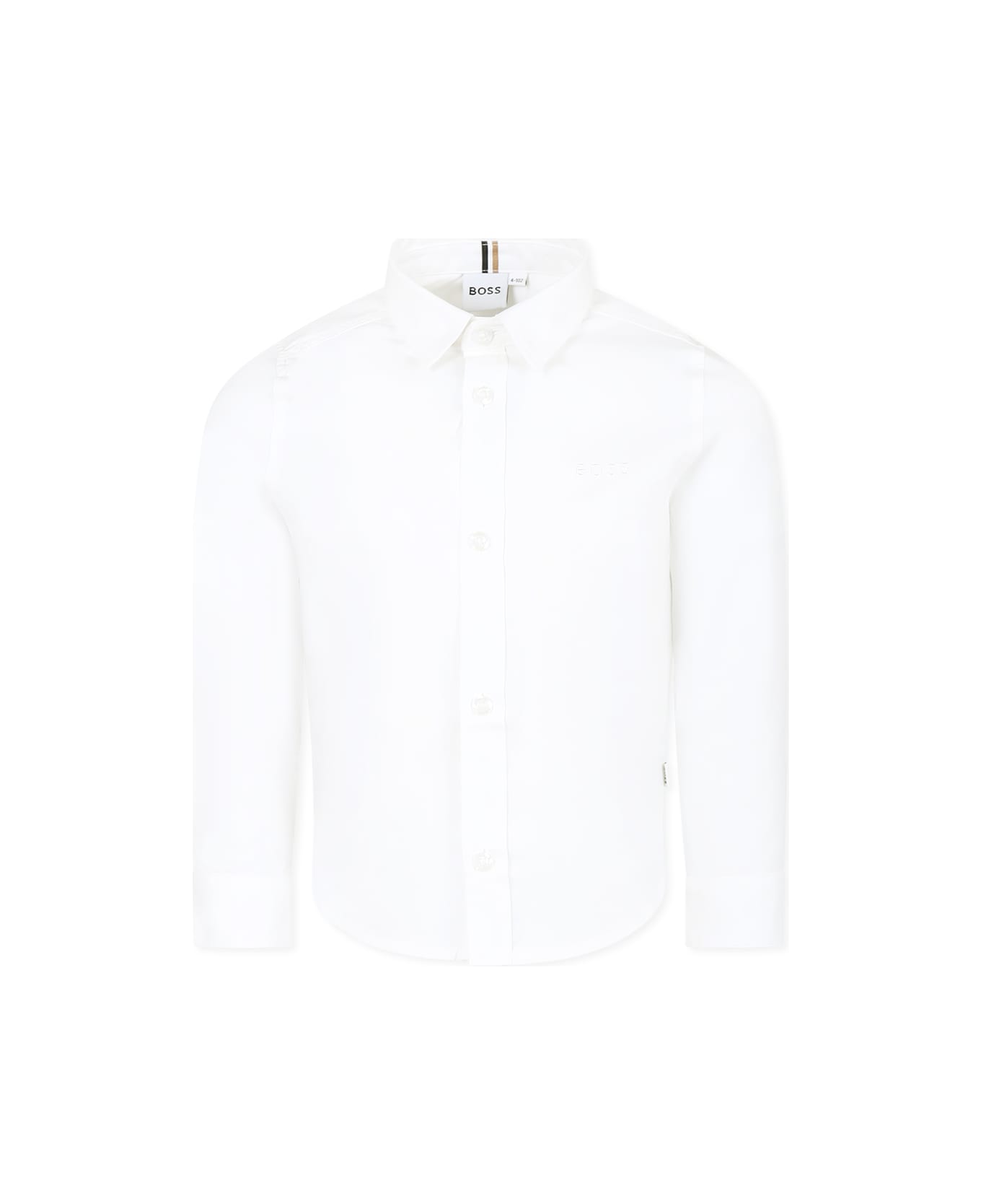 Hugo Boss White Shirt For Boy With Logo - White
