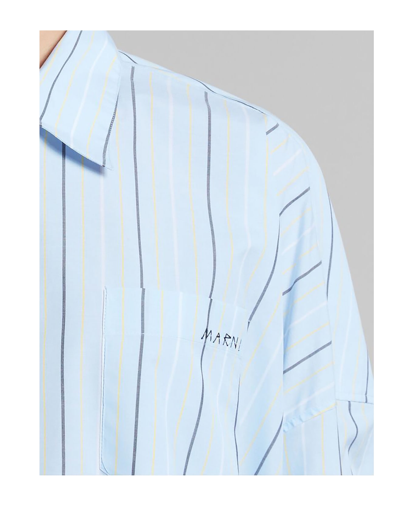 Marni Striped Organic Cotton Shirt - Aquamarine