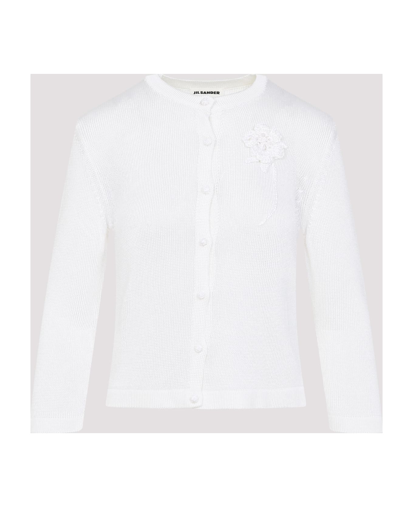 Jil Sander Cardigan With Crochet Flower - Piuma