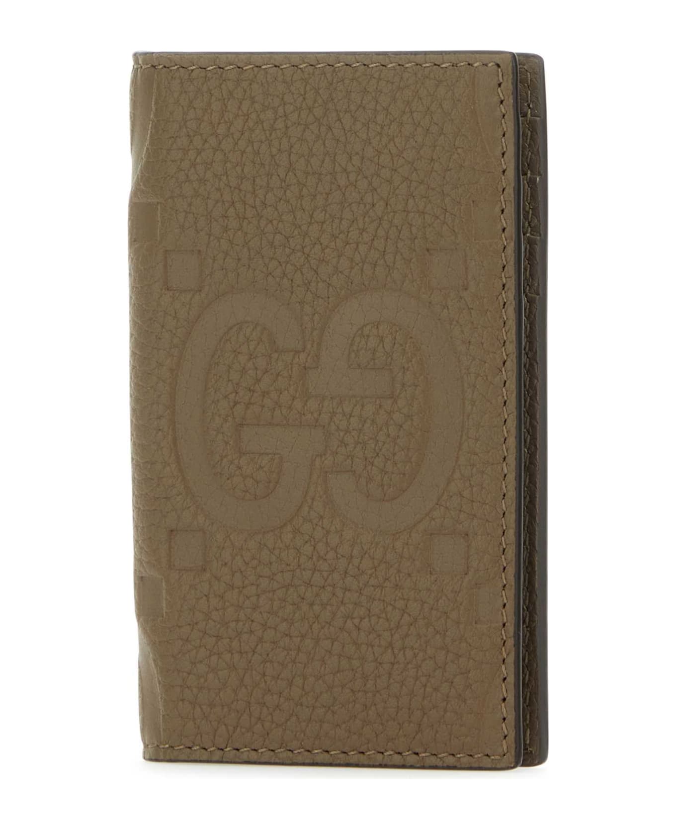 Gucci Khaki Leather Card Holder - GOOD TAUPE/GOOD TAUP