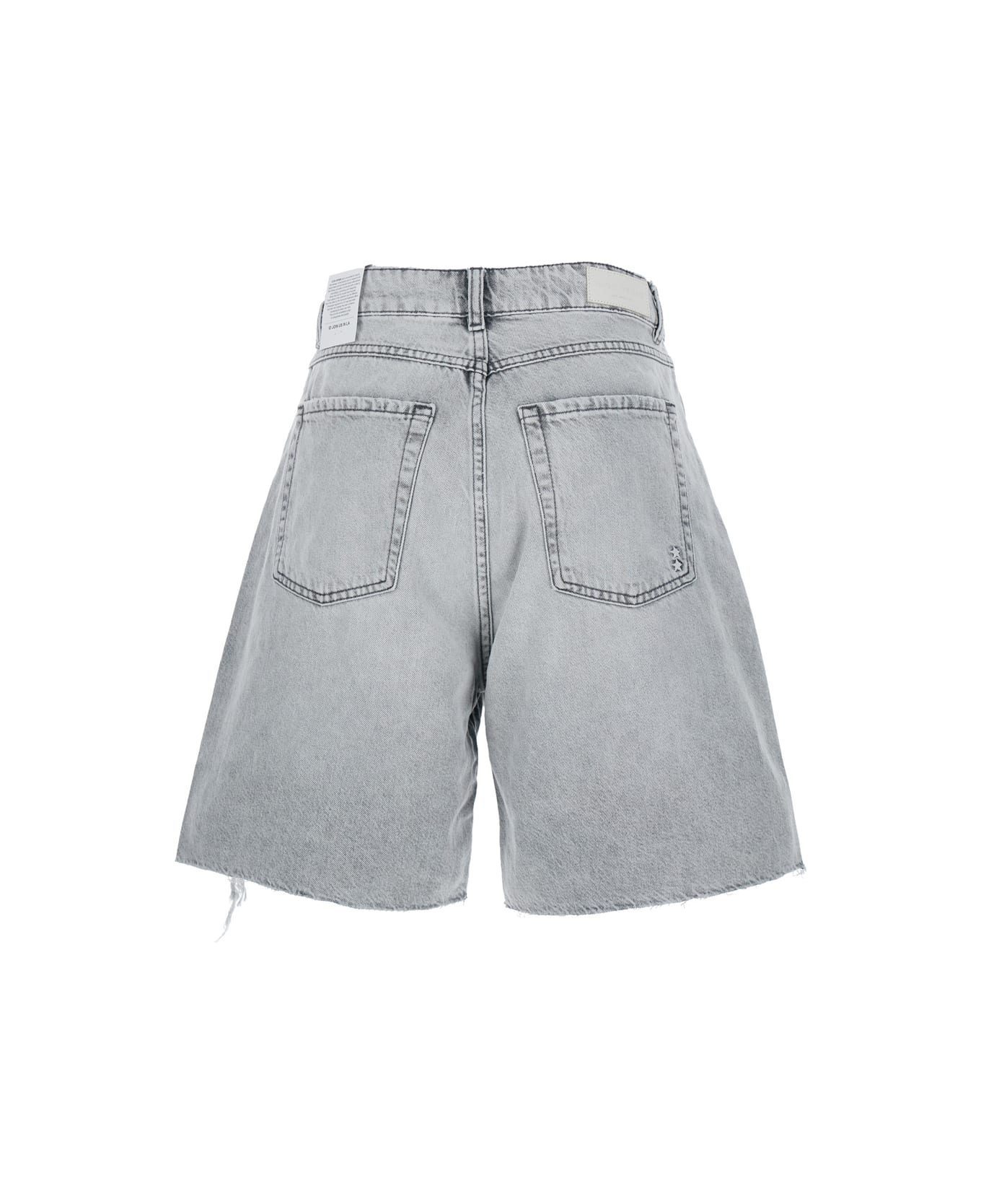 Icon Denim 
lea
 Grey Bermuda Pants With Front Ripped Details And Logo Patch On The Rear In Denim Woman - Grey