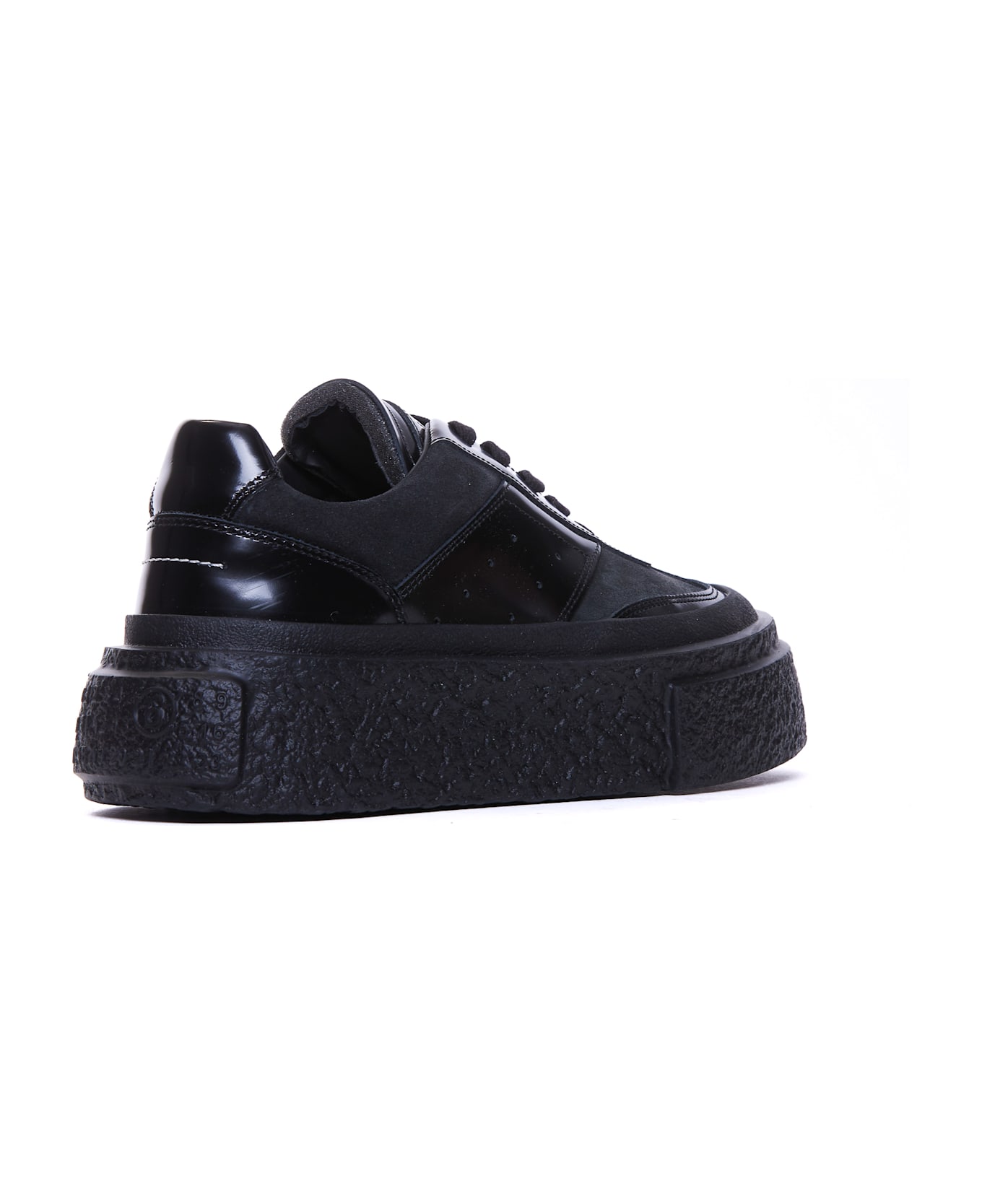 MM6 Maison Margiela Leather Sneakers - Black