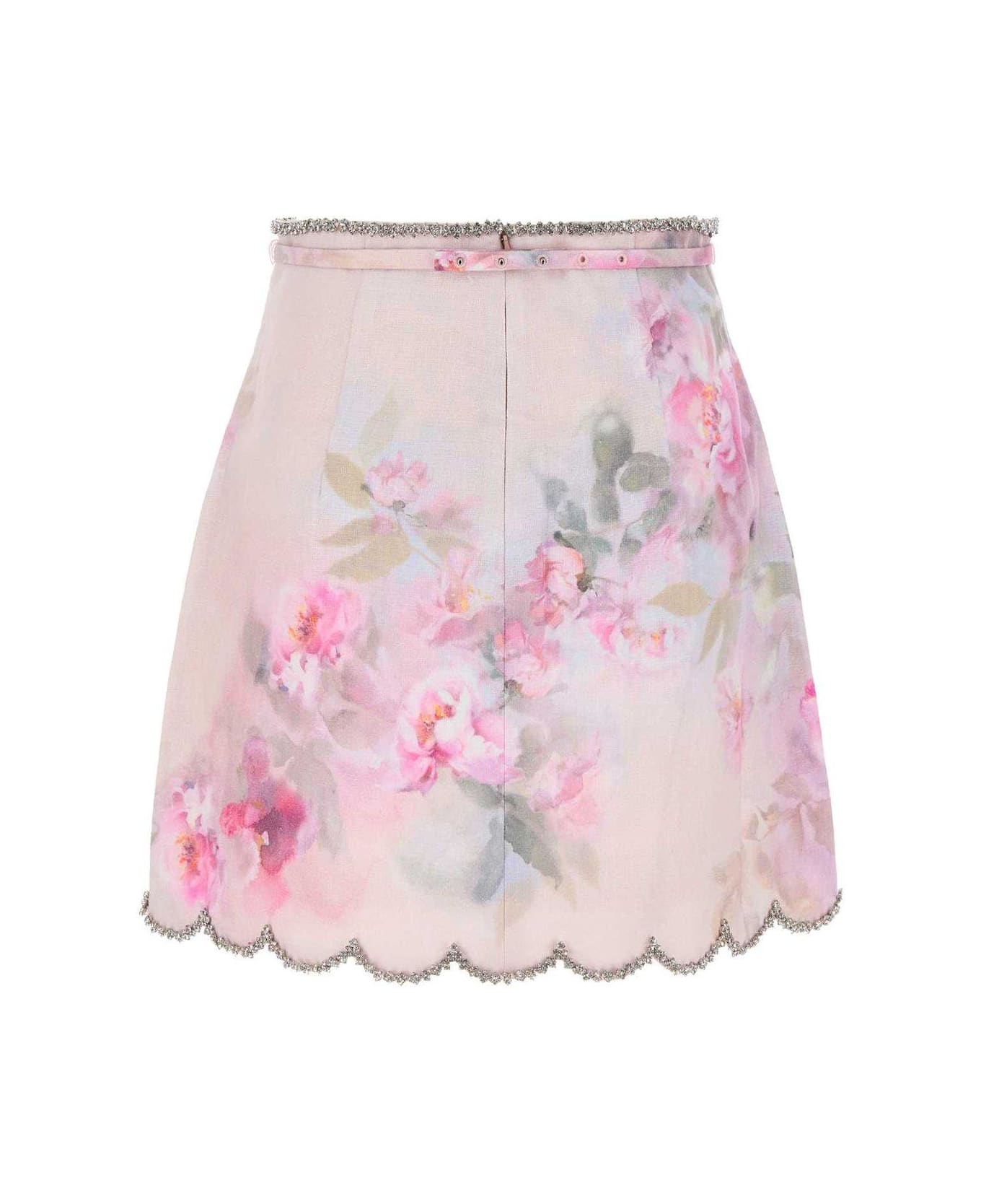 Zimmermann Crush Scalloped Mini Skirt - PINK