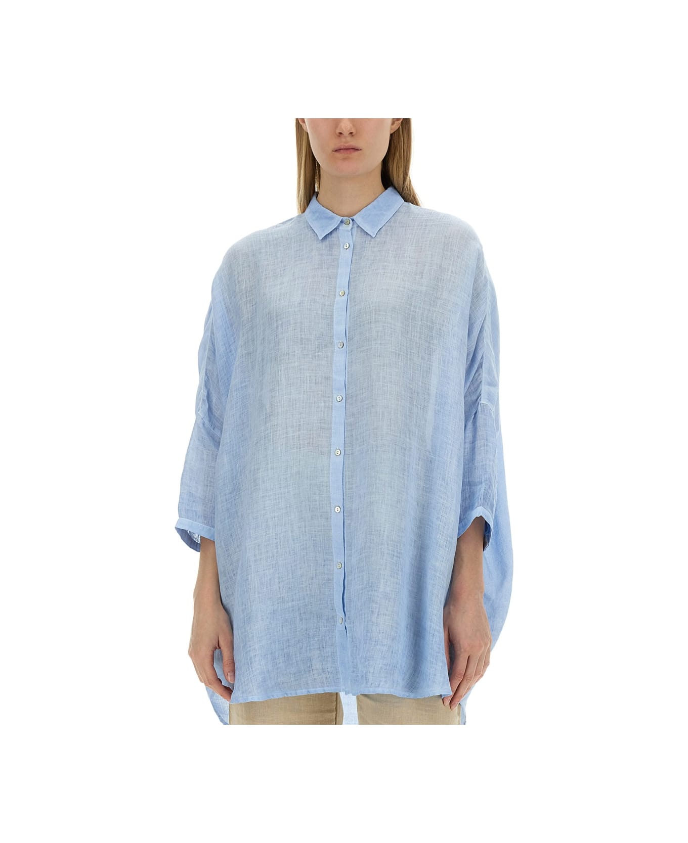 120% Lino Linen Shirt - BABY BLUE シャツ
