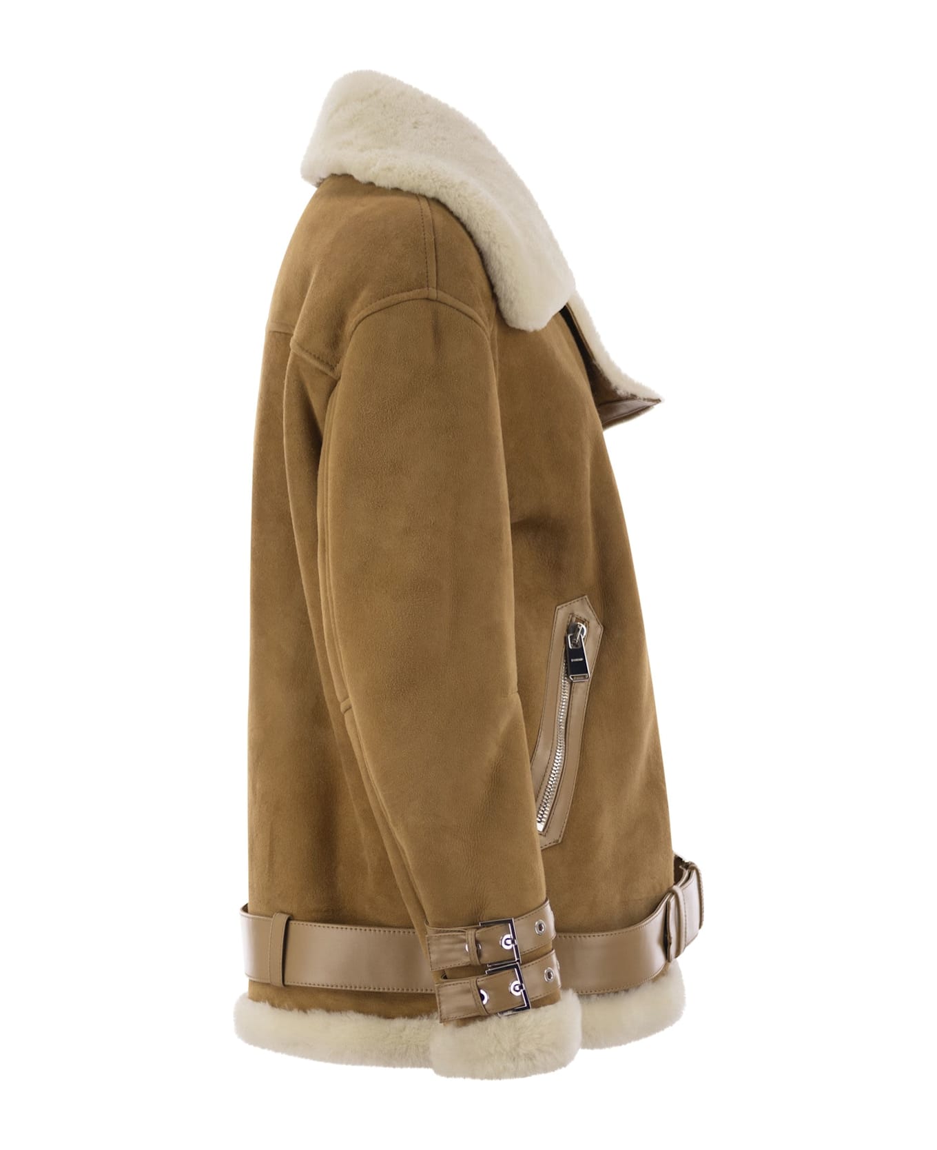 Dondup Loose Shearling Jacket - Caramel