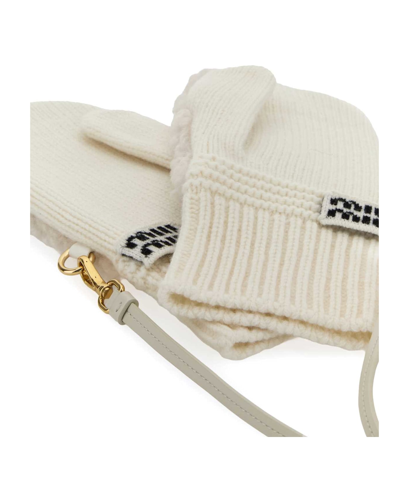 Miu Miu White Wool Blend Gloves - BIANCO