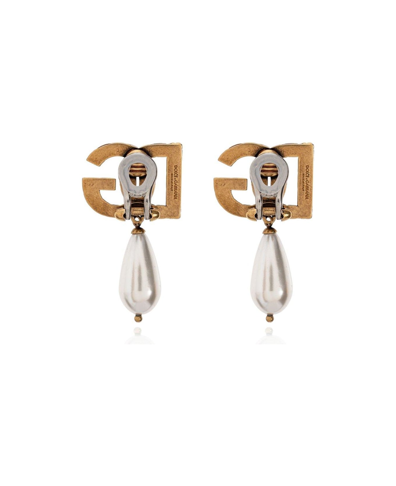 Dolce & Gabbana Dg Logo Drop Earrings - Oro scuro