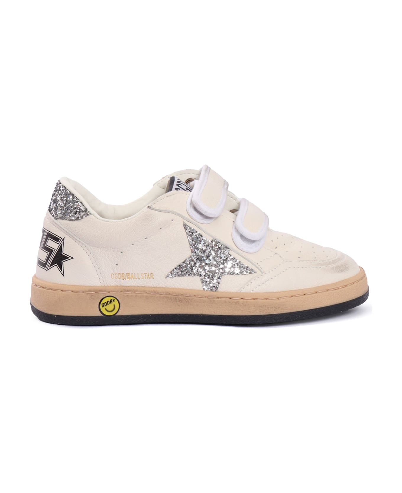 Golden Goose Ballstar Strap Nappa Upper Glitter Star And Heel Sneakers - WHITE シューズ