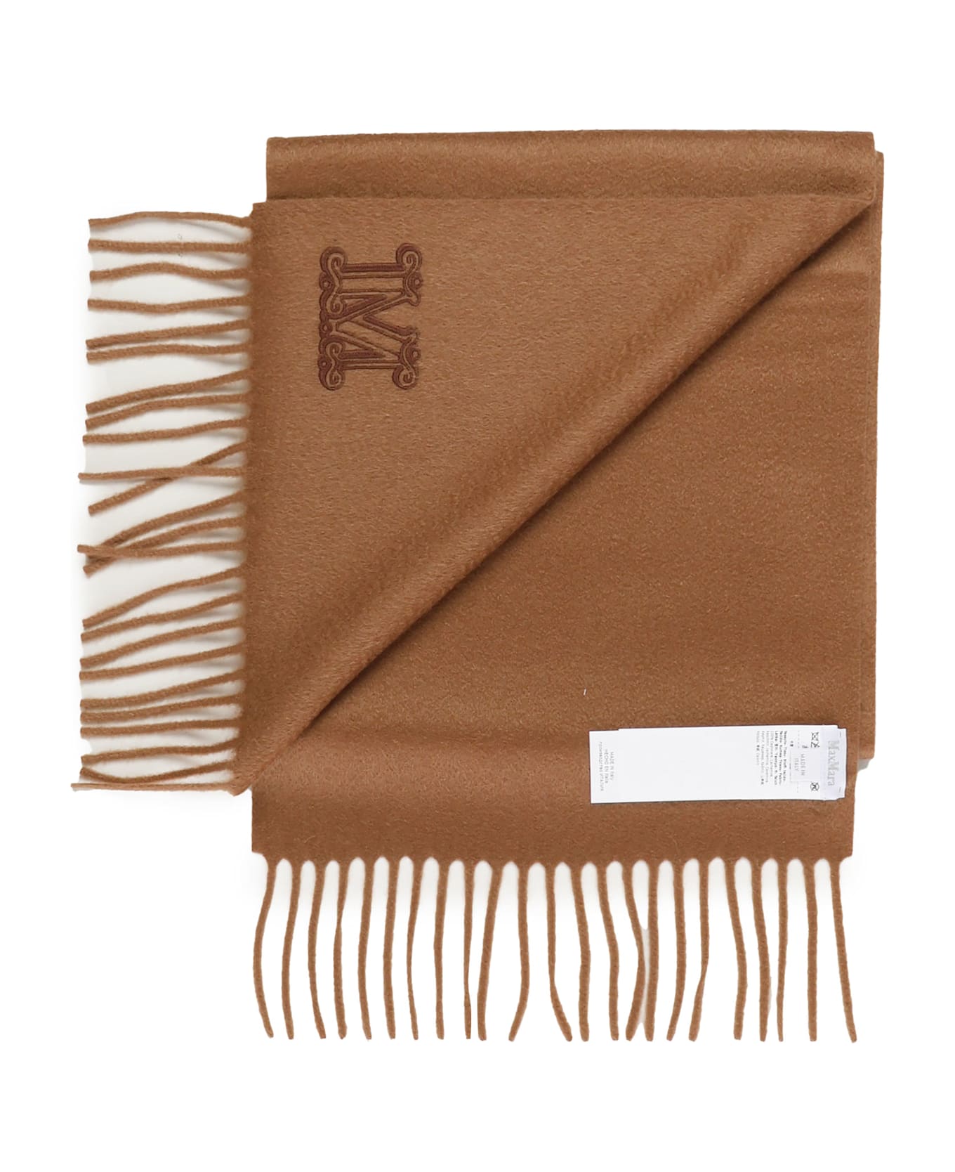 Max Mara Dalia Rectangular Scarf With Logo Detail - Brown
