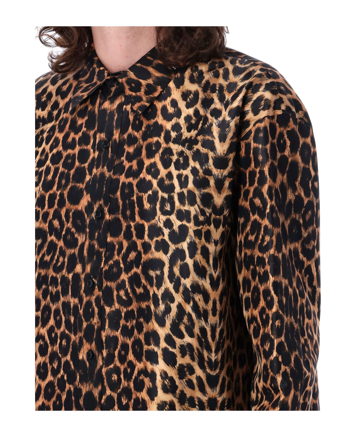 Saint Laurent Shirt In Leopard Silk Taffeta - LEO
