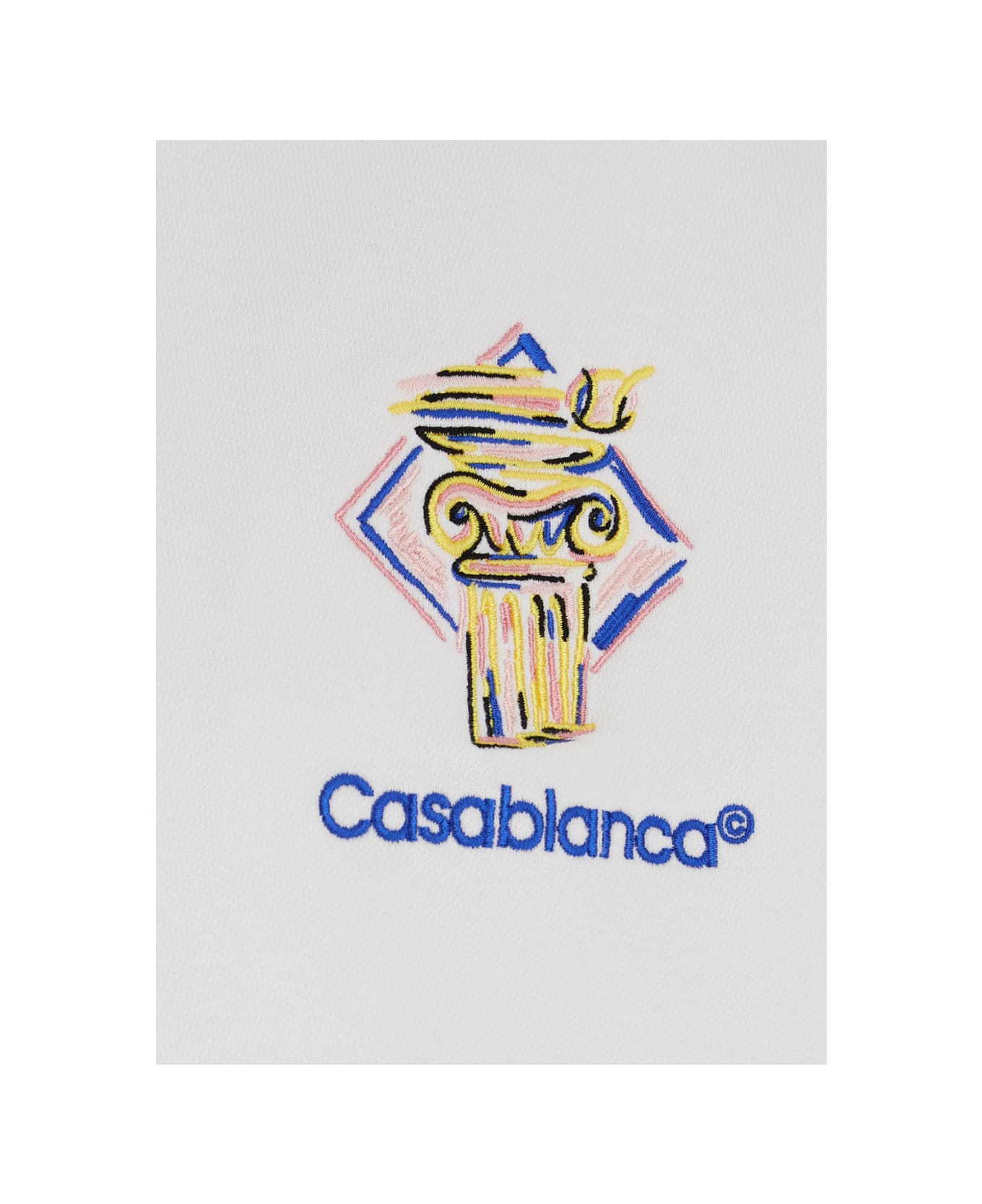 Casablanca 
diamond Column
 White Hoodie With Drawstring Hood And Logo Print On The Front In Cotton Man - Bianco