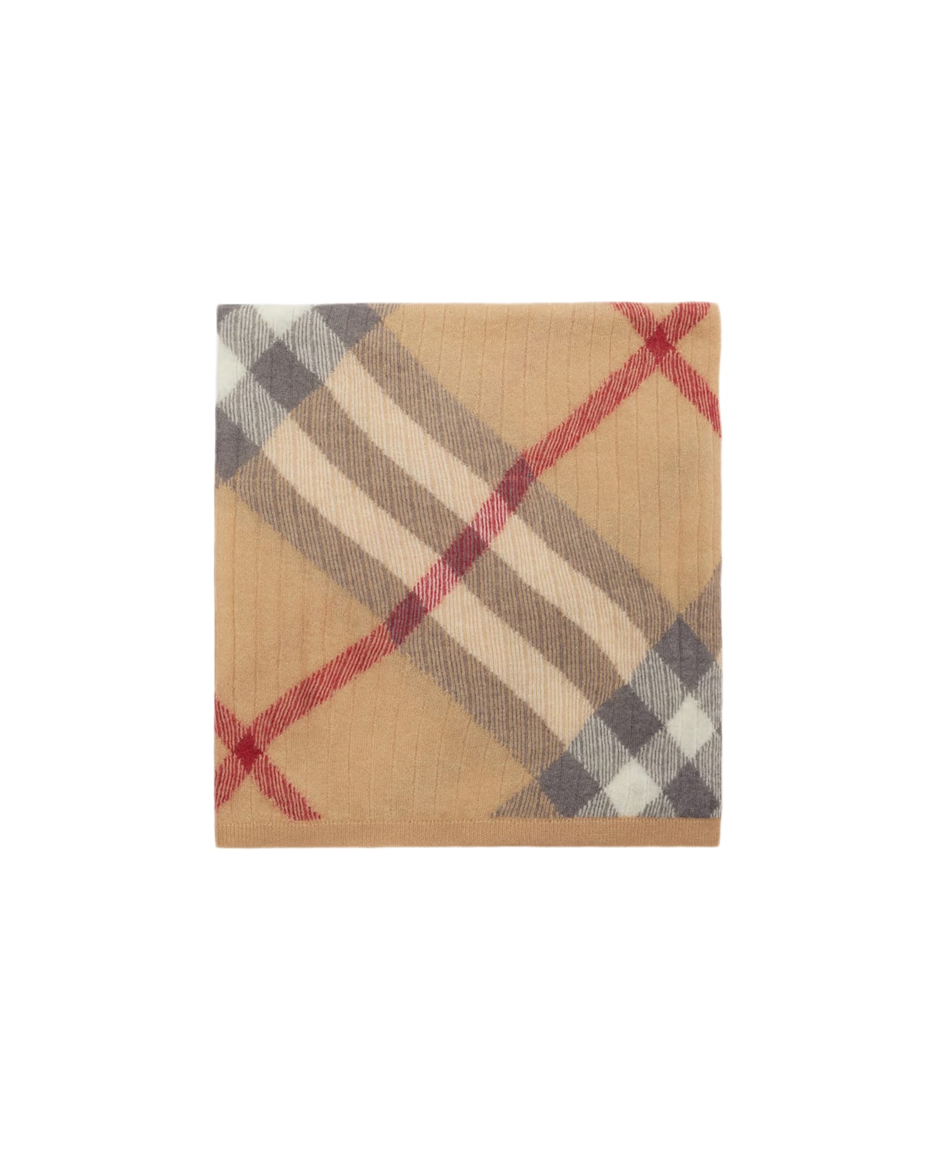 Burberry Baby Blanket In Alpca Check Silk And Wool Blend - Pale stone