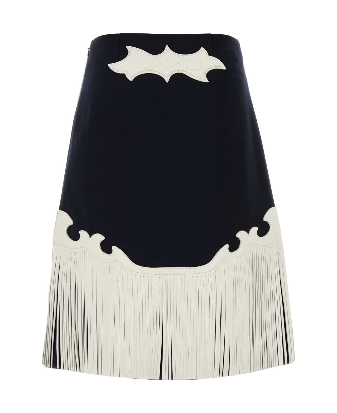 Prada Midnight Blue Wool Skirt - BLEU