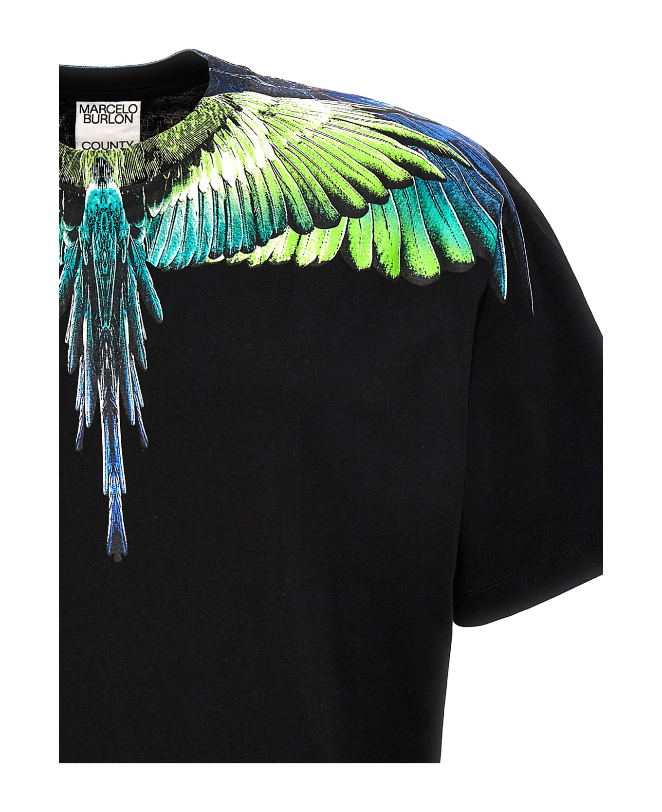 Marcelo Burlon 'icon Wings' Crewneck, Cotton T-shirt With Print - Black  