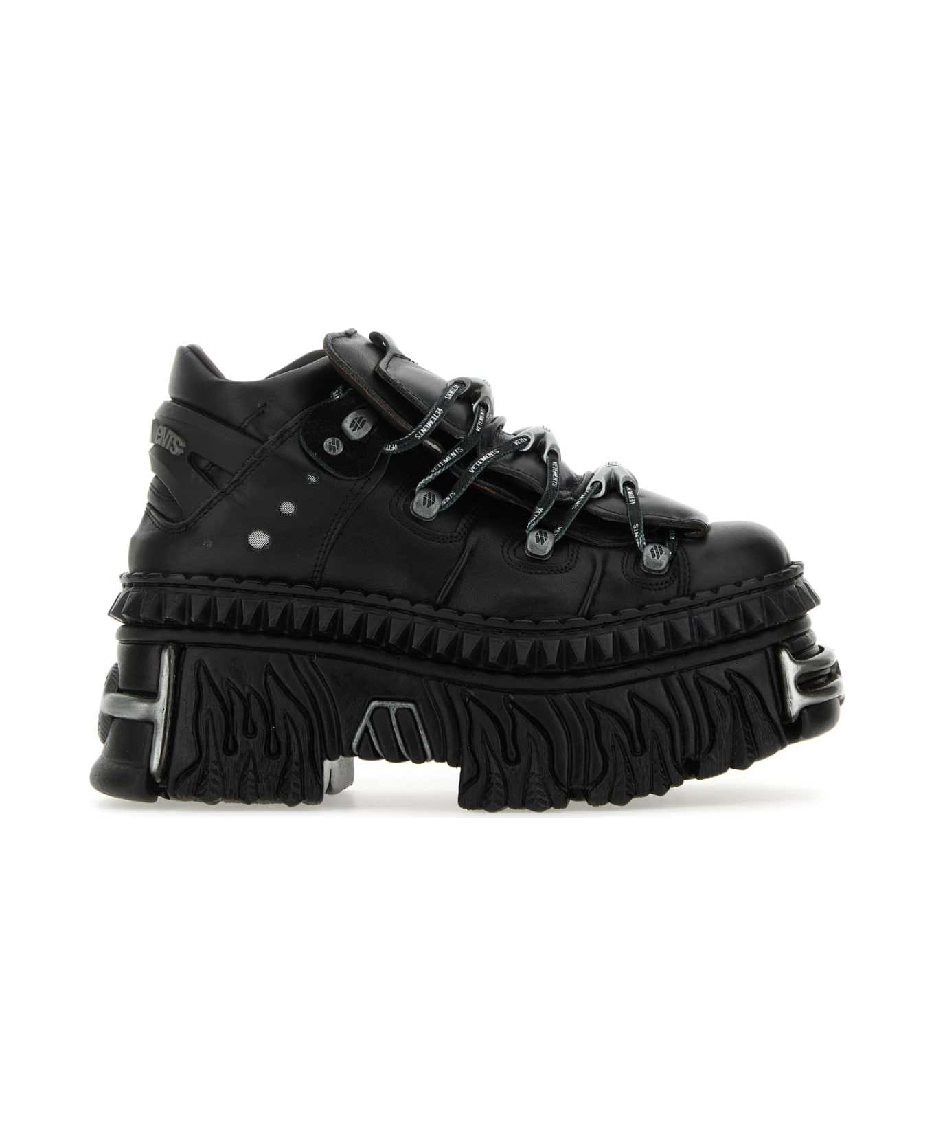 VETEMENTS Black Leather New Rock Sneakers - BLACK